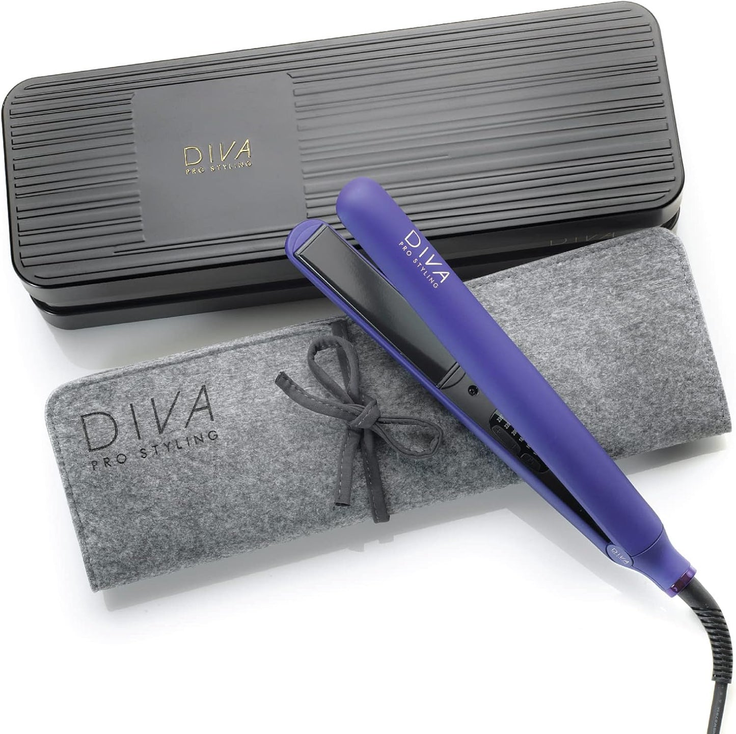 Diva Pro Styling Digital Straightener and Styler, Violet, Used- very good, tested, scruffy packaging