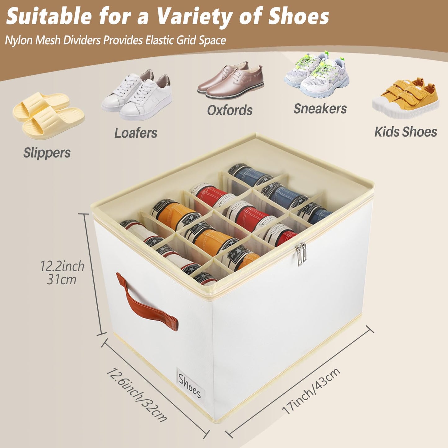 Patinao 3 Pack Shoe Storage Box Organiser for Closet - 36 Cell Space Saver Shoes Containers Bin with Clear Lids Stackable, Can Fit Ottoman, Foldable