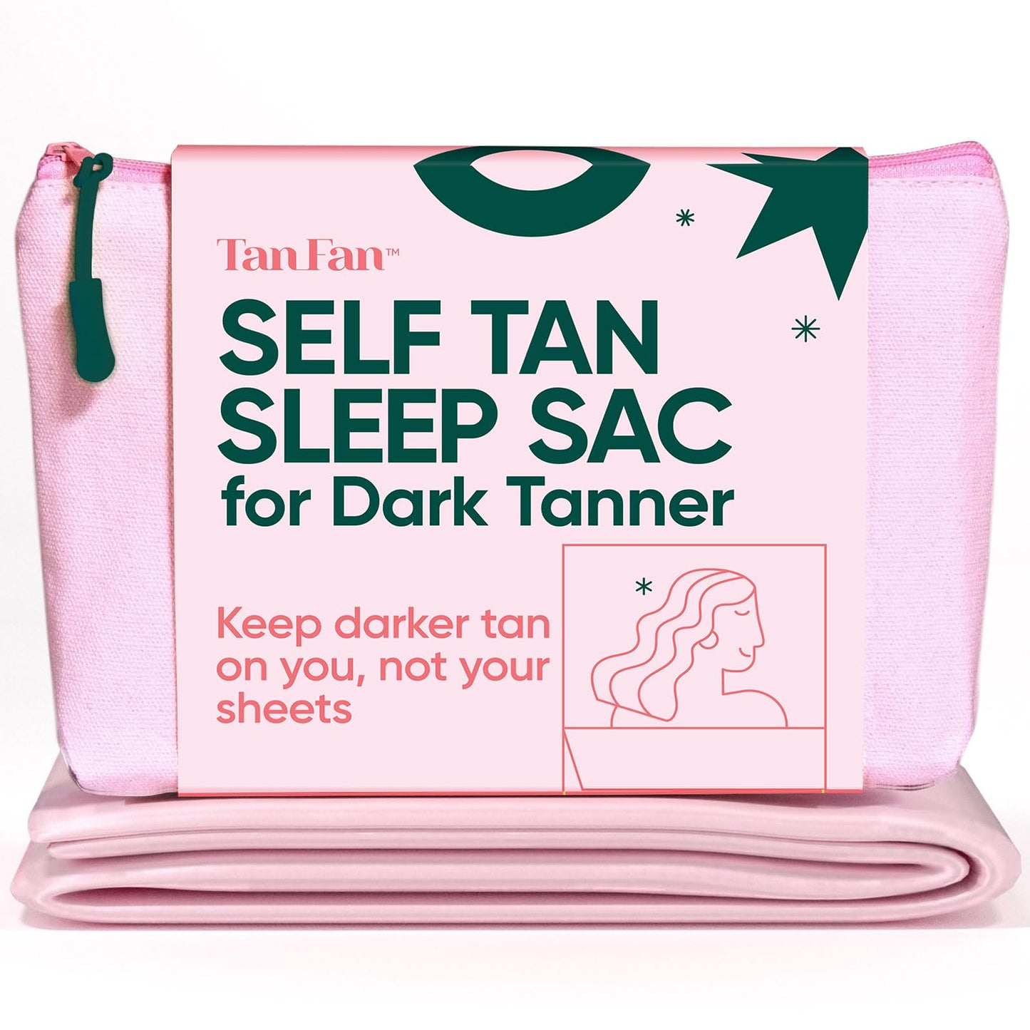 Tan Fan Self Tan Sleep Sac for Dark Tanner (Pink) - Keep Sheets Clean from Dark Tan Stains w Thicker Bottom Underlay For Extra Protection - 100% Cool