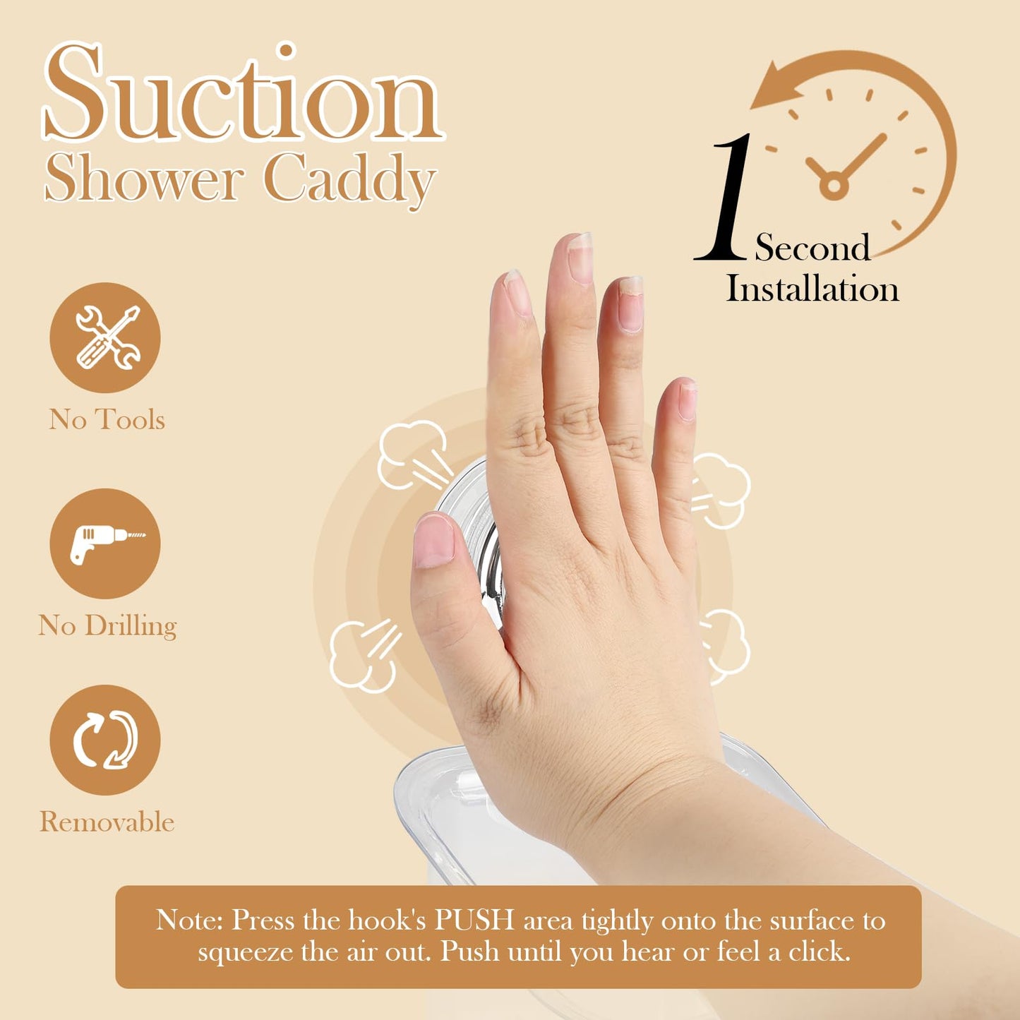 Gzsekken Shower Caddy 2 Pack Suction Bathroom Shelf Self Adhesive Wall Mounted No Drilling Powerful Basket Tidy Rack Organize for Kitchen Bathroom