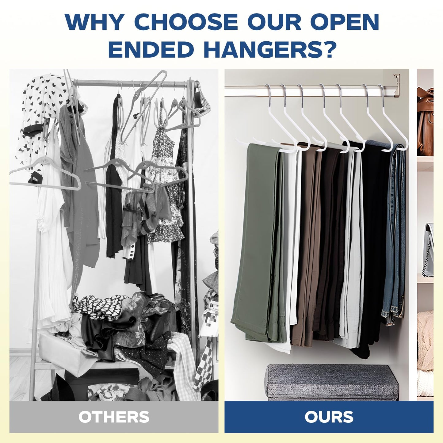 12 Pack Open-Ended Trouser Hanger, Metal Pants Hangers Space Saving Non-Slip Trouser Coat Hangers for Jeans, Slacks, Blanket, Skirt