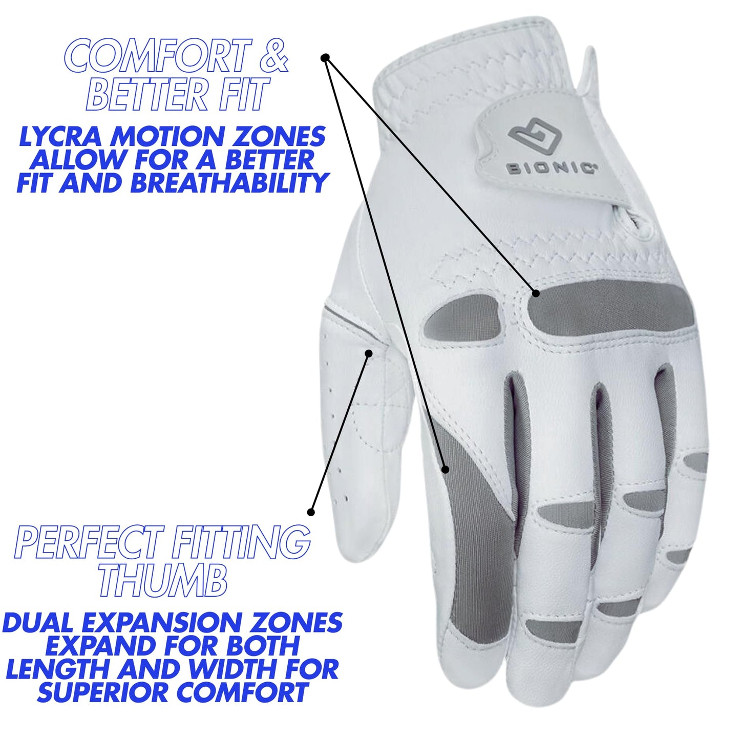 Bionic Gloves Men's Performance Grip Pro Premium Leather Golf Glove (3X-Large, Left)