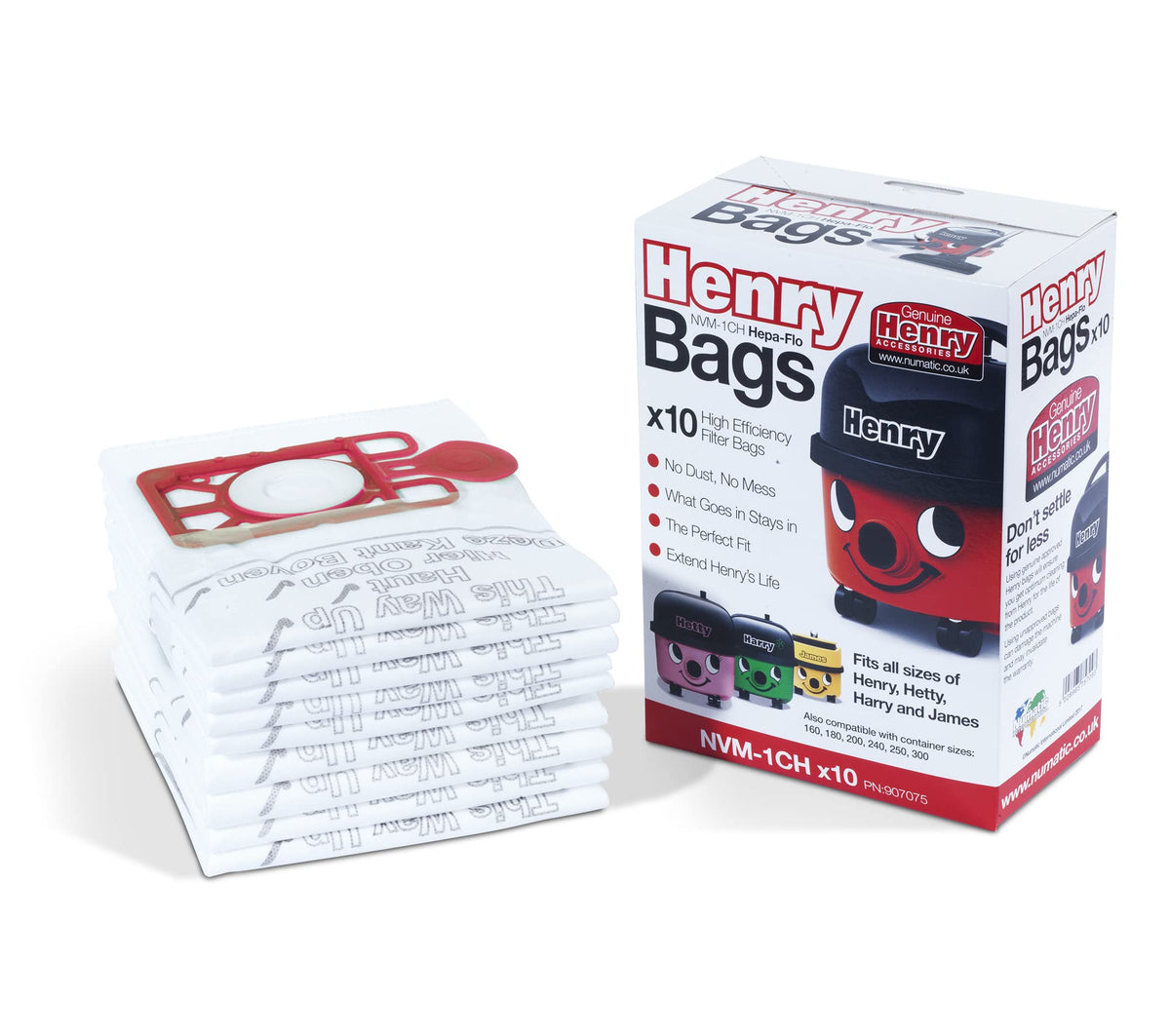 Henry NVM-1CH 907075 HepaFlo Vacuum Bags, Pack of 10
