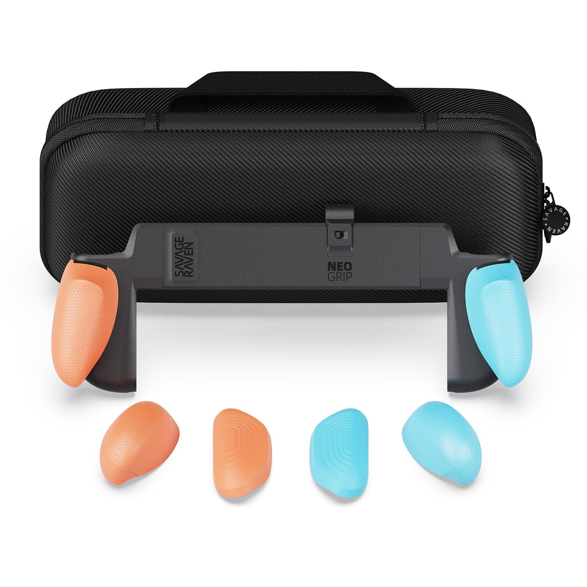 Savage Raven by Skull & Co. NeoGrip Bundle for Nintendo Switch 2: An Ergonomic Grip Hard Shell Handheld Case with Replaceable Grips [to fit All Hands