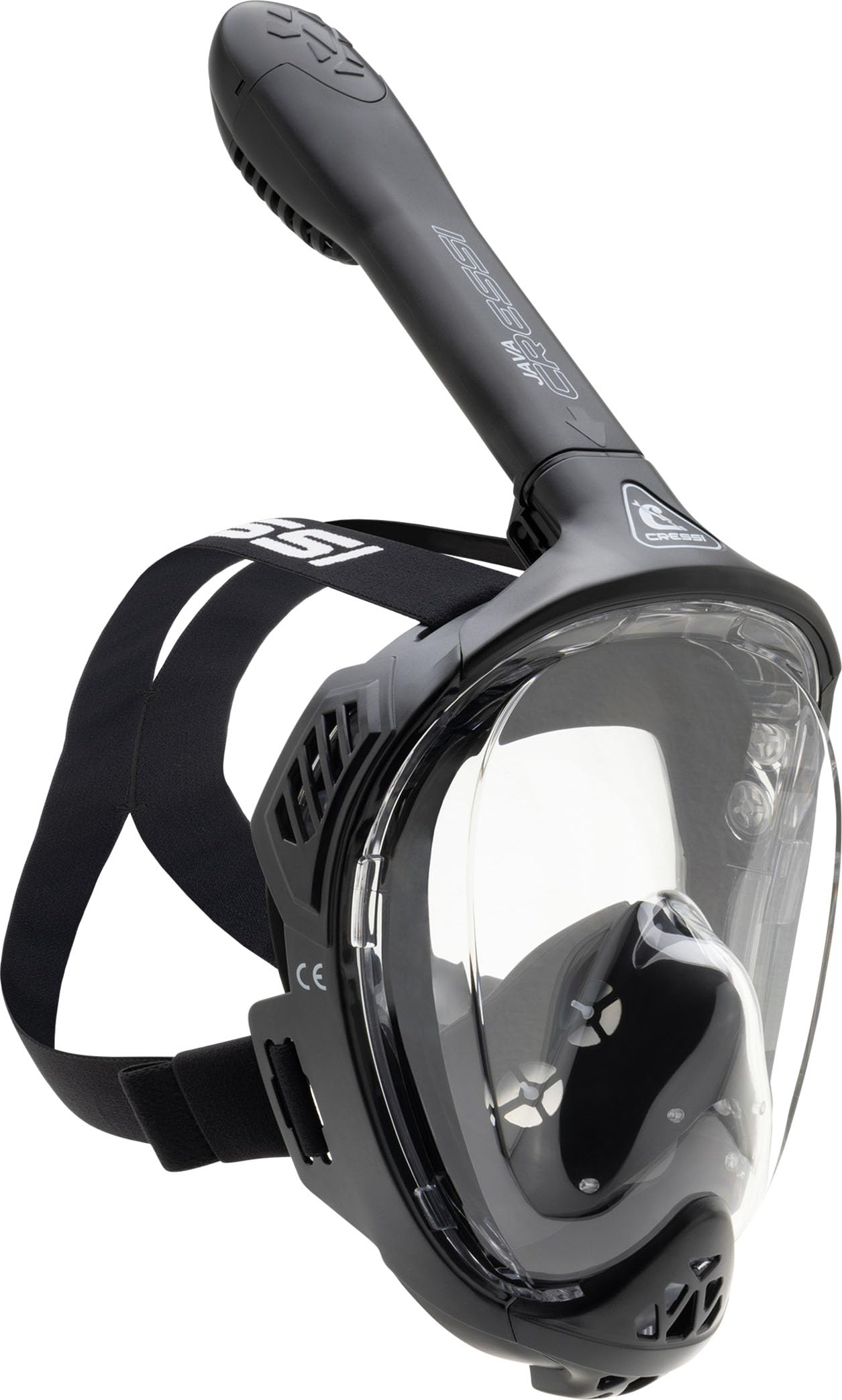 CRESSI Java Full Face Mask Black/Black L/Xl-Unisex Full Face Snorkel Mask, Ultra Clear Anti Fog Lens, 100% Silicone, Snorkel Dry with Safety Valves,