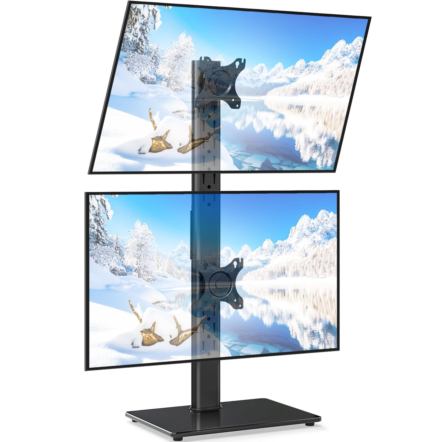 5Rcom Dual Monitor Stand for 13-38 Inch Screens, Vertical Monitor Stand for Desk, Rotation & Swivel Arms, Height Adjustable 2 Mount Stand with VESA
