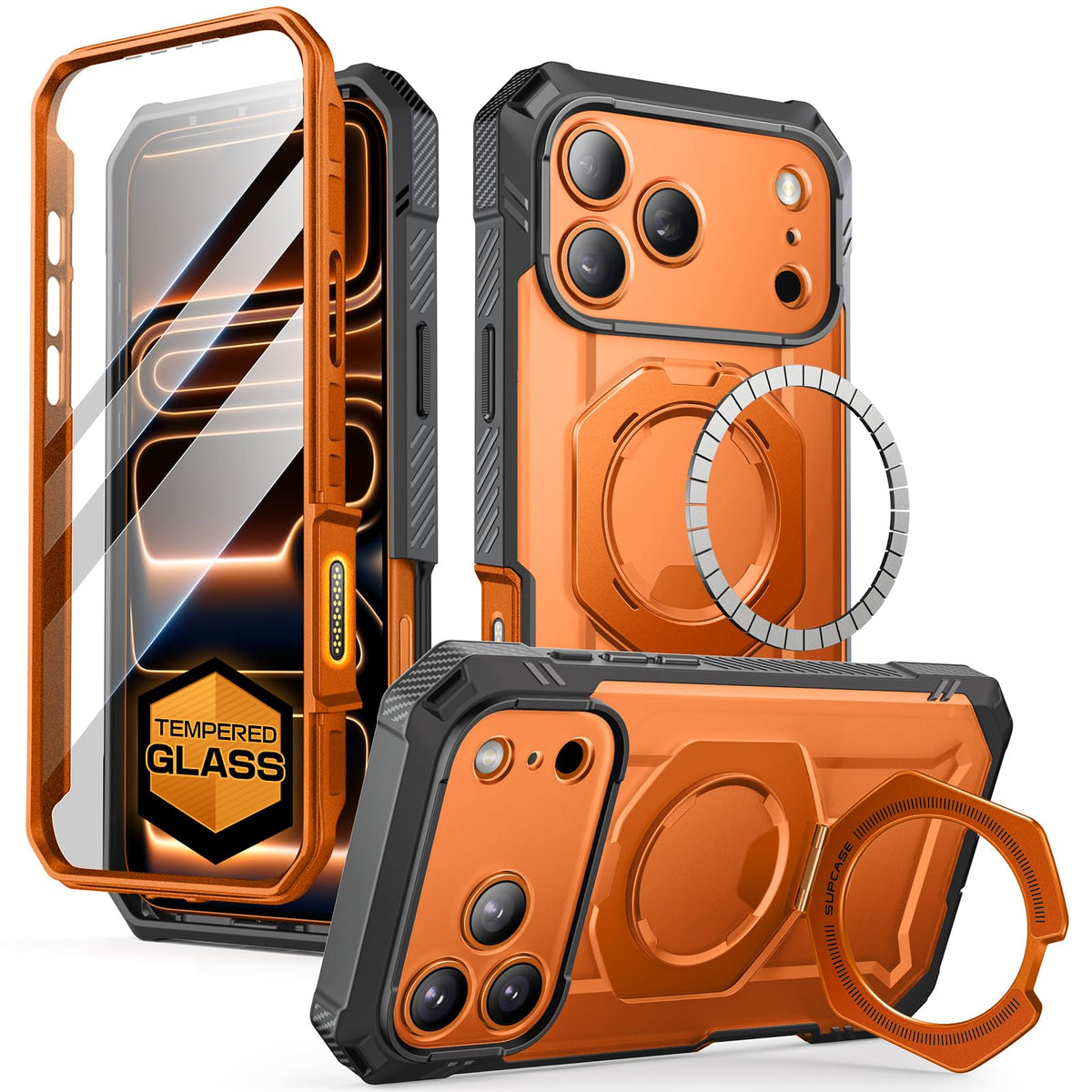 SUPCASE for iPhone 17 Pro Max Case (UBGrip Pro), [Built-in Tempered Glass Screen Protector & Stand] [Compatible with MagSafe] Full Body Heavy Duty