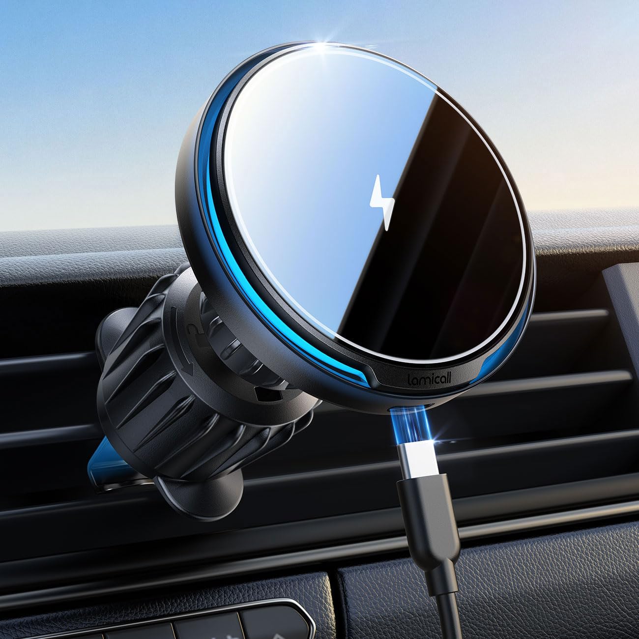 Lamicall for MagSafe Car Charger Holder - [15W Fast Charging] Wireless Charger for Car, N55 Magnetic Phone Mount for Air Vent Cradle for iPhone 17 16
