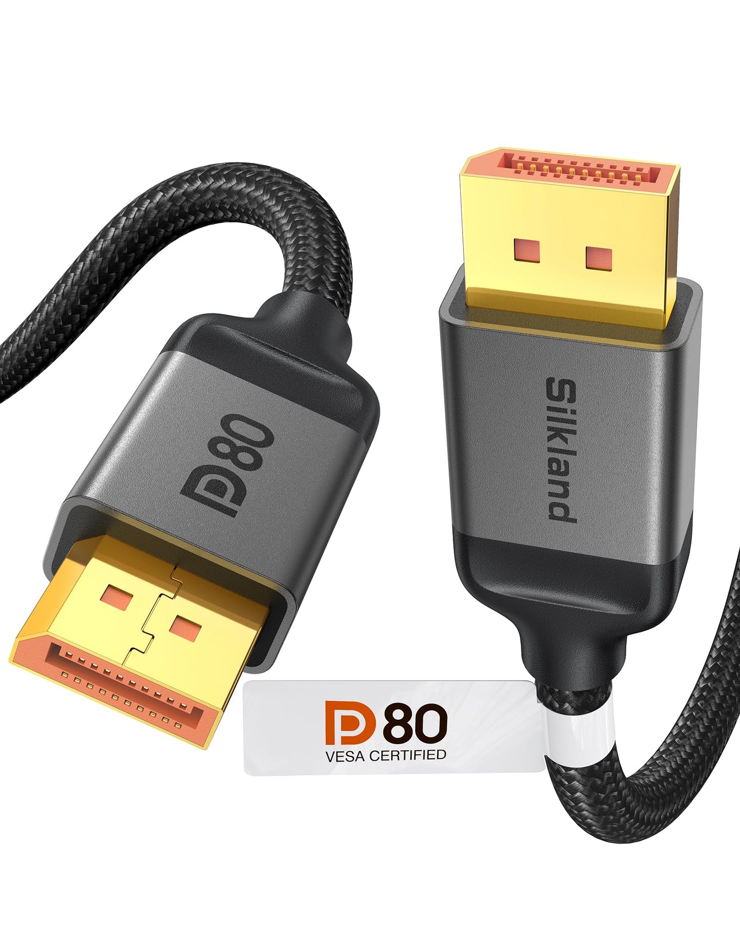 Silkland 80Gbps DisplayPort Cable 2.1 2M [VESA Certified], [8K@240Hz, 4K@960Hz 480Hz 360Hz 240Hz] DP Cable, HDR HDCP DSC 1.2a Display Port Compatible