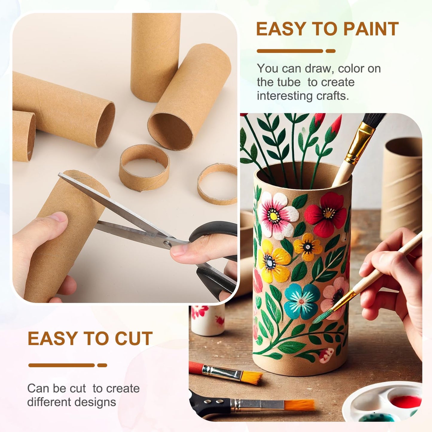 PATIKIL 6 Pcs Cardboard Tubes 1.6 x 9.8 Inch Toilet Paper Rollers Bulk for Crafts Empty Round Towel Tissue for Creative Design Crafting Supplies