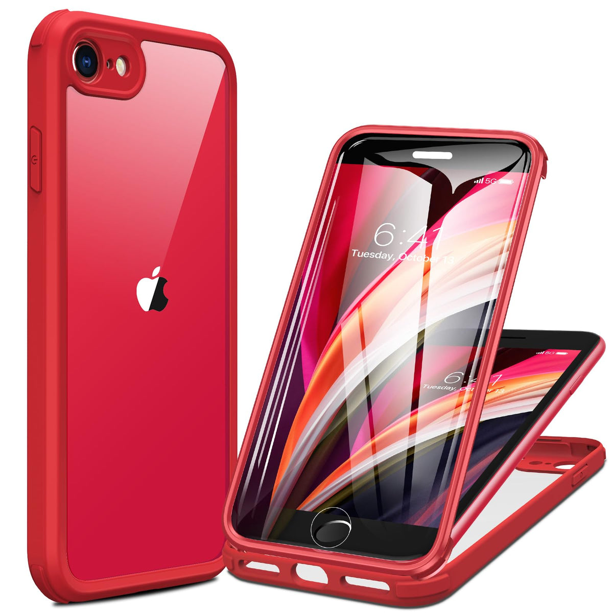 iPhone SE 2022 & 2020 Case, iPhone 8 Case [Built-in Glass Screen Protector] Military Grade Full Body 360 Shockproof Stylish Bumper Transparent Back
