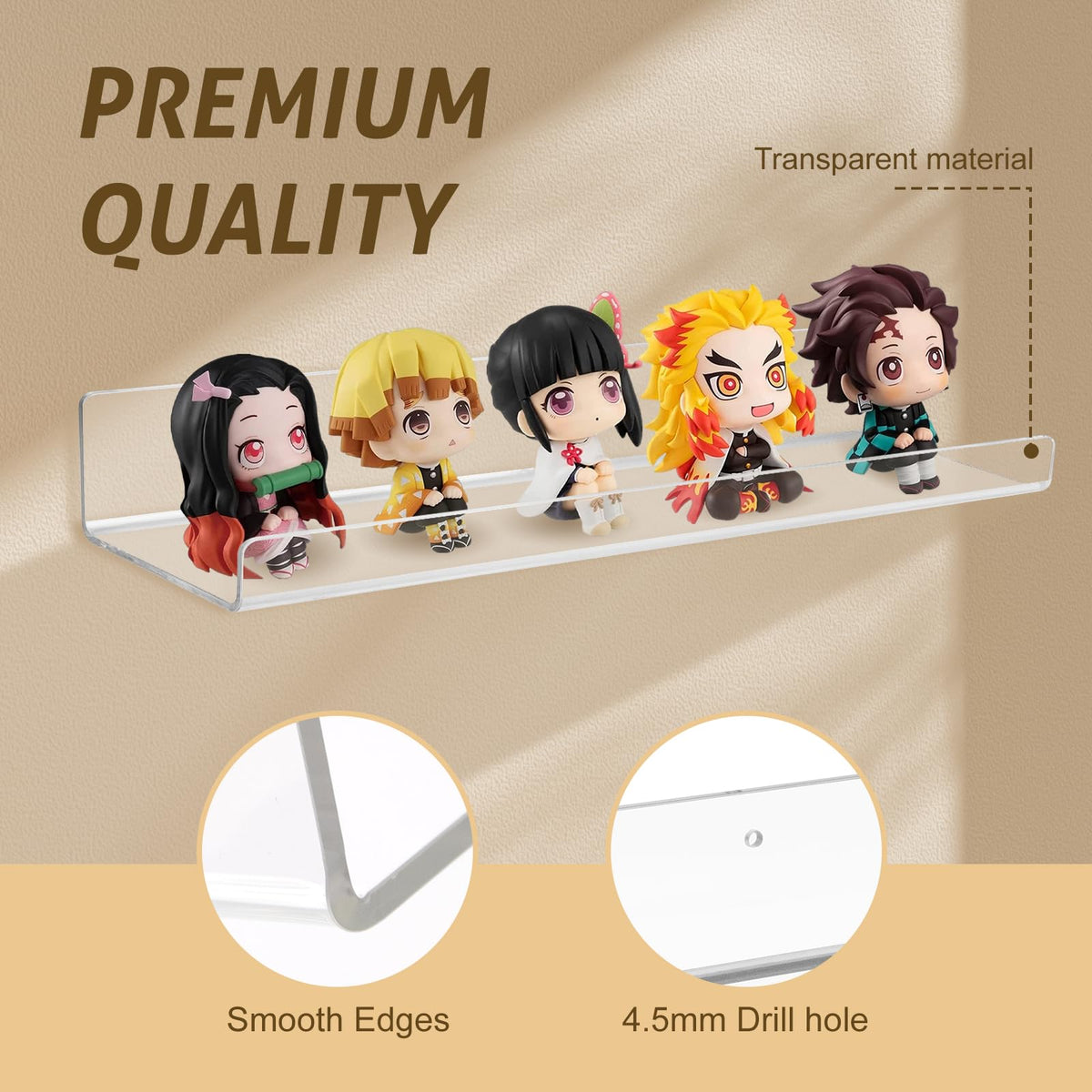 AMEITECH Clear Acrylic Wall Display Shelves 10 Pack, 15 Inch Acrylic Shelf Wall Organizer and Storage for Collectibles, Figure, Toy Cars, Perfume