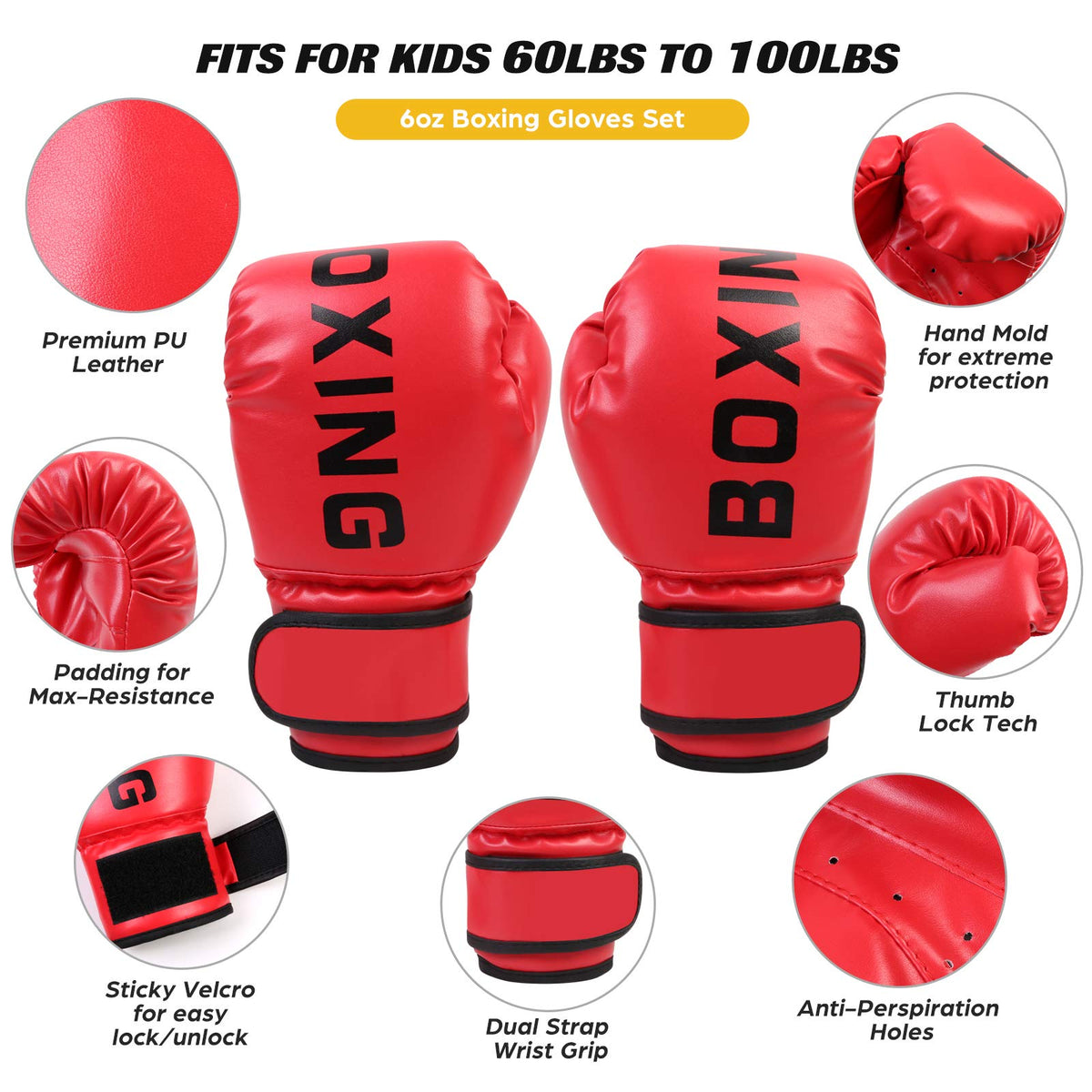 Odoland Kids Boxing Set - Gloves, Mitts, Pads, Reflex Balls, Jump Rope & Protect Sleeves