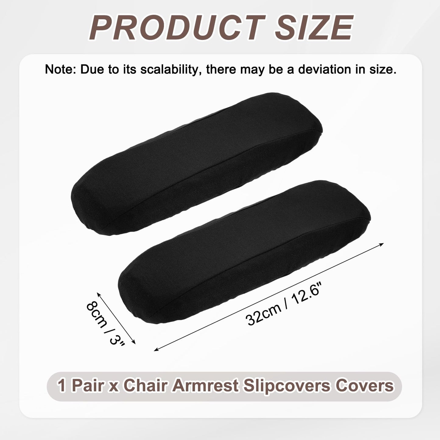 sourcing map Chair Armrest Slipcovers Covers, 32 x 8cm Polyester Removable Seat Hand Rest Protector for Office Chairs Desk Chair(Black)