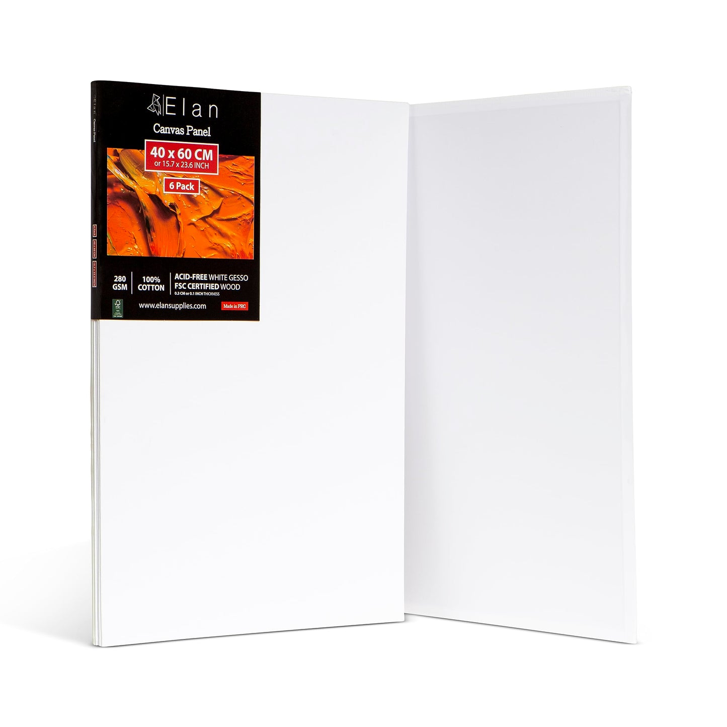 Elan Cotton Canvas Panels 40x60 CM, 6-Pack Canvas Boards for Painting, Painting Canvas, Canvases, Art Board Bulk Art Canvas Board Blank Canvas Panel