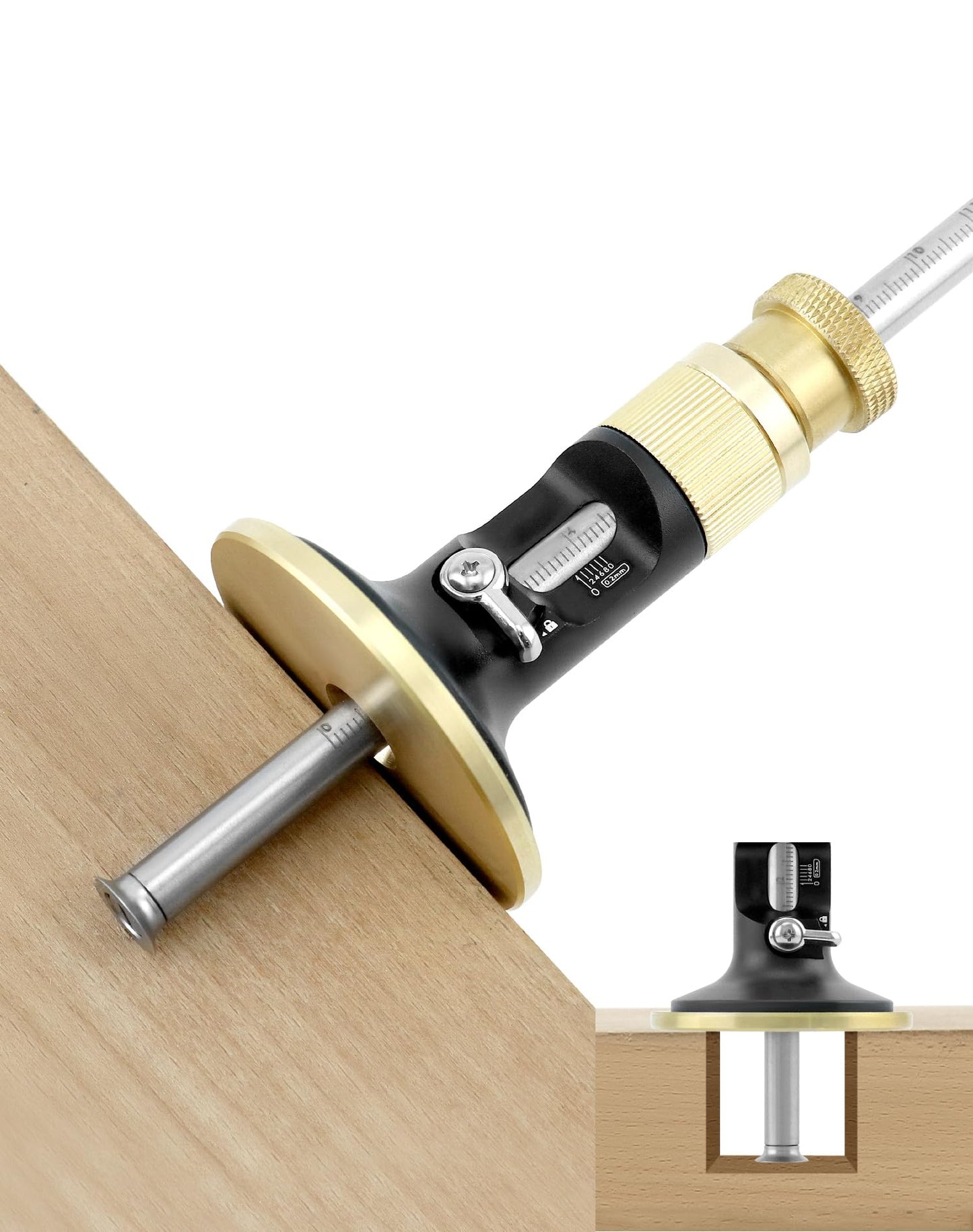 QWORK? Precision Wheel Marking Gauge and Mortice Gauge, Woodworking Scribing and Depth Measuring Tool for Soft Wood - Micro Adjustable & Metric