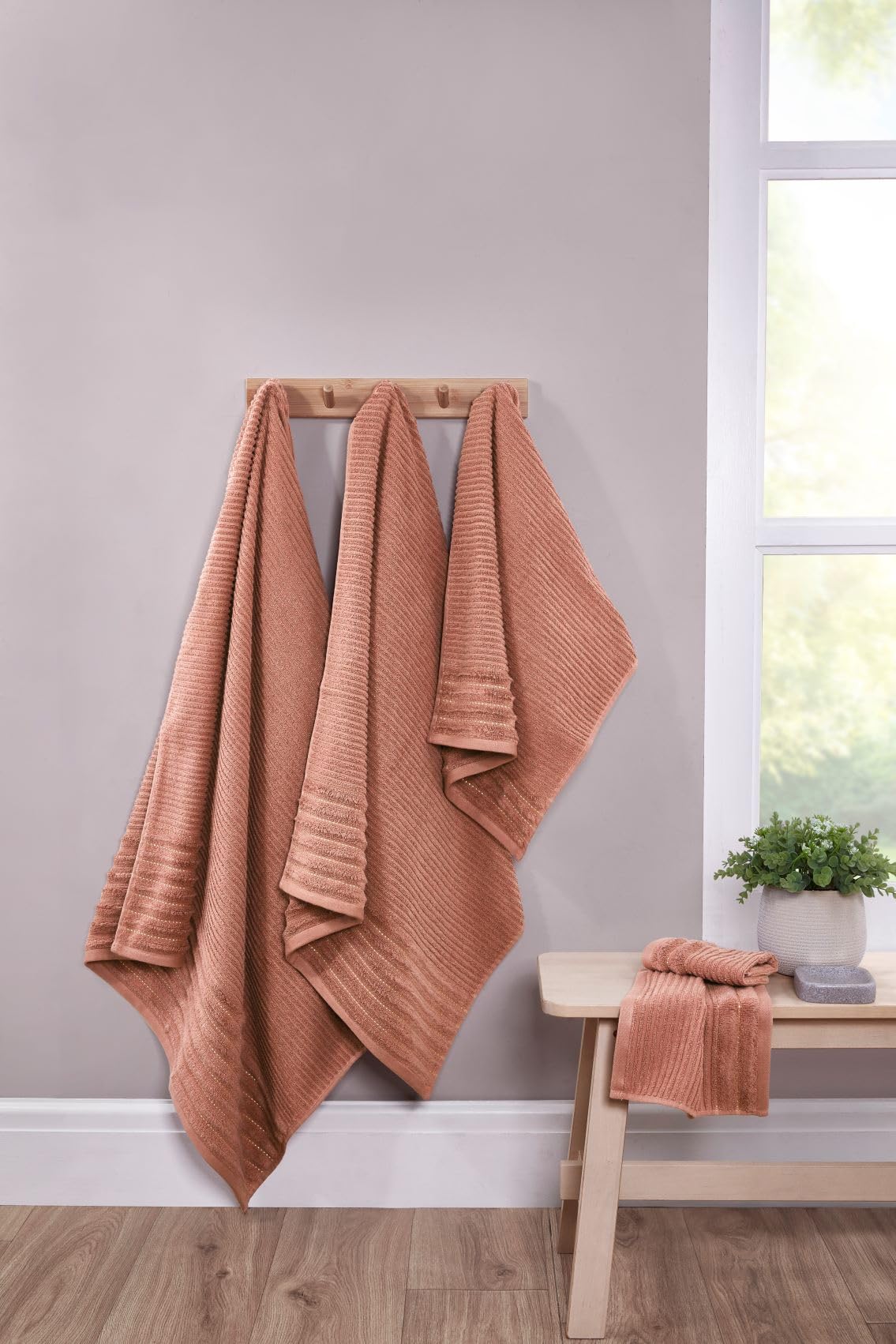 Rapport Home Linear Bath Sheets 2 Pack | Rose Red | 90x140cm | Luxurious 500GSM 100% Cotton | Oeko-Tex Certified Absorbent & Soft Bathroom Towels