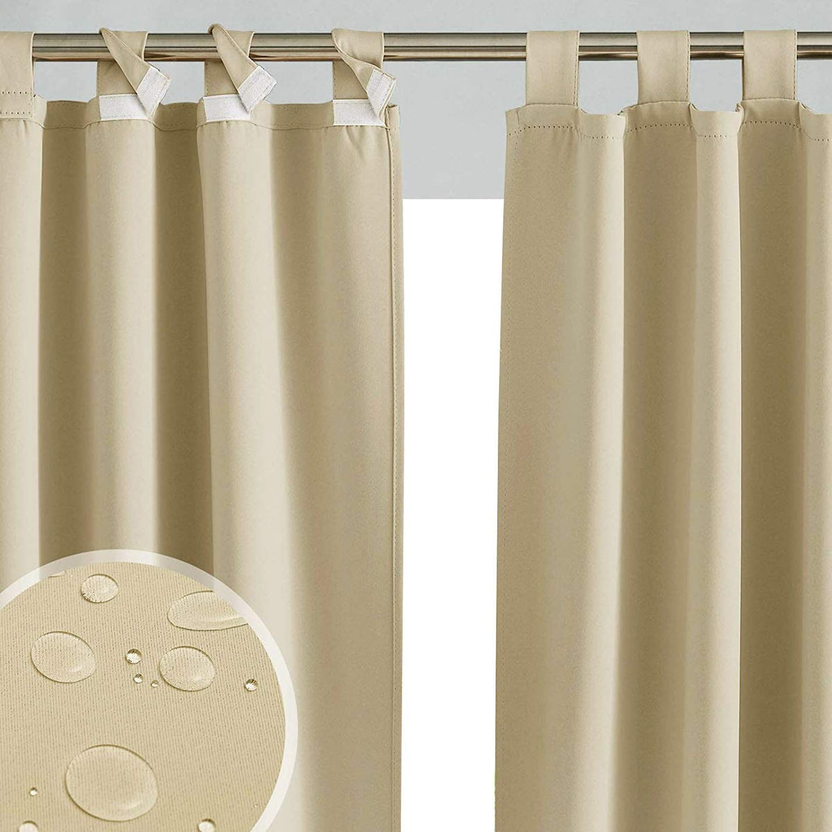 Ferocity Outdoor Curtain Waterproof 220 x 155cm UV Rays Prevent Curtain Waterproof & Windproof Drapery for Patio, Front Porch, Pergola, Beach Home