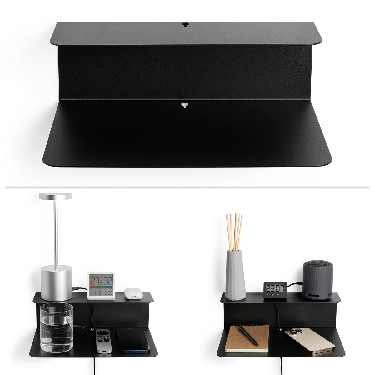 etterr Black Bedside Table | 100% Steel | Made in Europe | Bedroom Bedside Tables | Black Bedside Tables | Bedroom Bedside Table | Floating Hallway