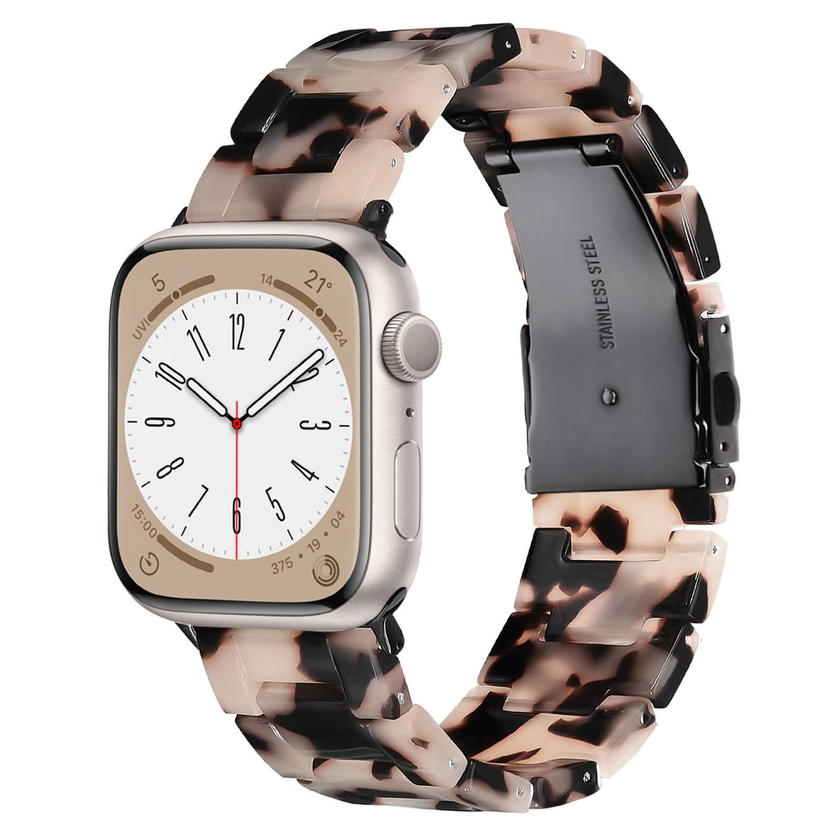 V.R.HOPE Modern Lightweight Resin Straps Compatible with Apple Watch Straps 40mm 42mm 41mm 38mm Women Men, Tortoise shell Strap for iWatch SE Series