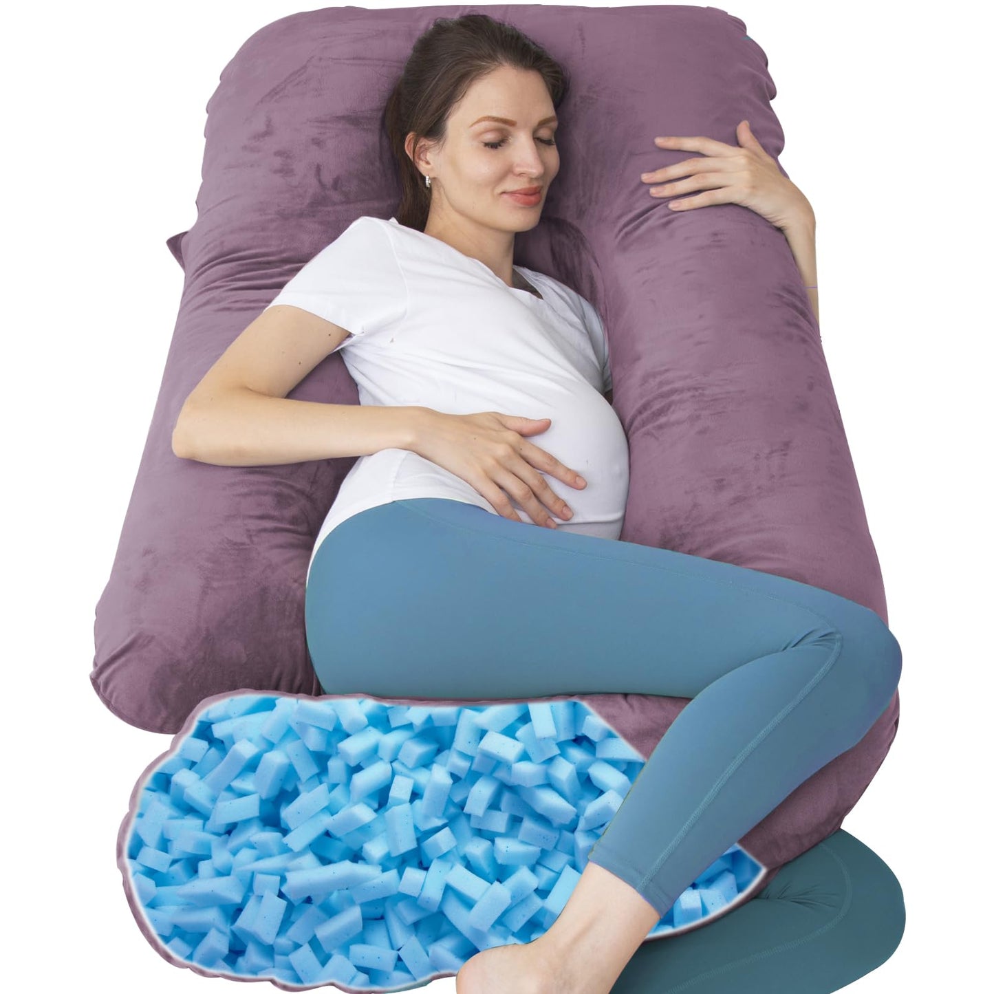 TaiBest U Shaped Full Body Pregnancy Pillow with Removable Cover for Maternity Women,Pregnancy Pillows for Sleeping,Support for Back, Legs, Belly,55