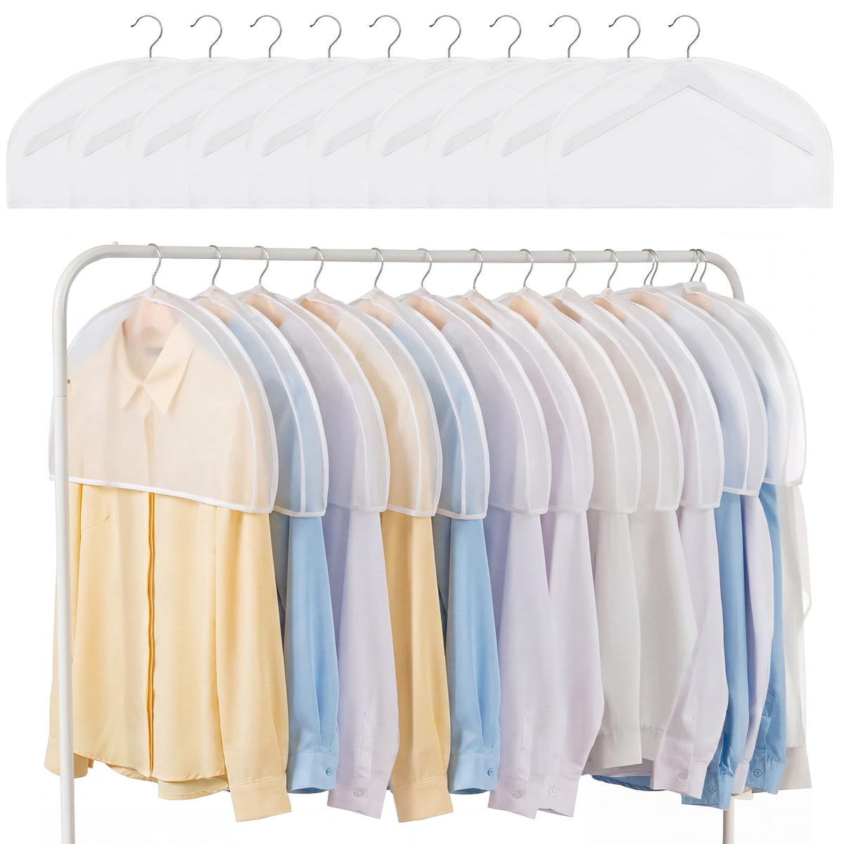 Dexpally 10 Pcs Suit Covers 23.6x11.8in Plastic Clothes Covers Garment Protectors Breathable for Suits, Jackets, Coats Dresses Storage