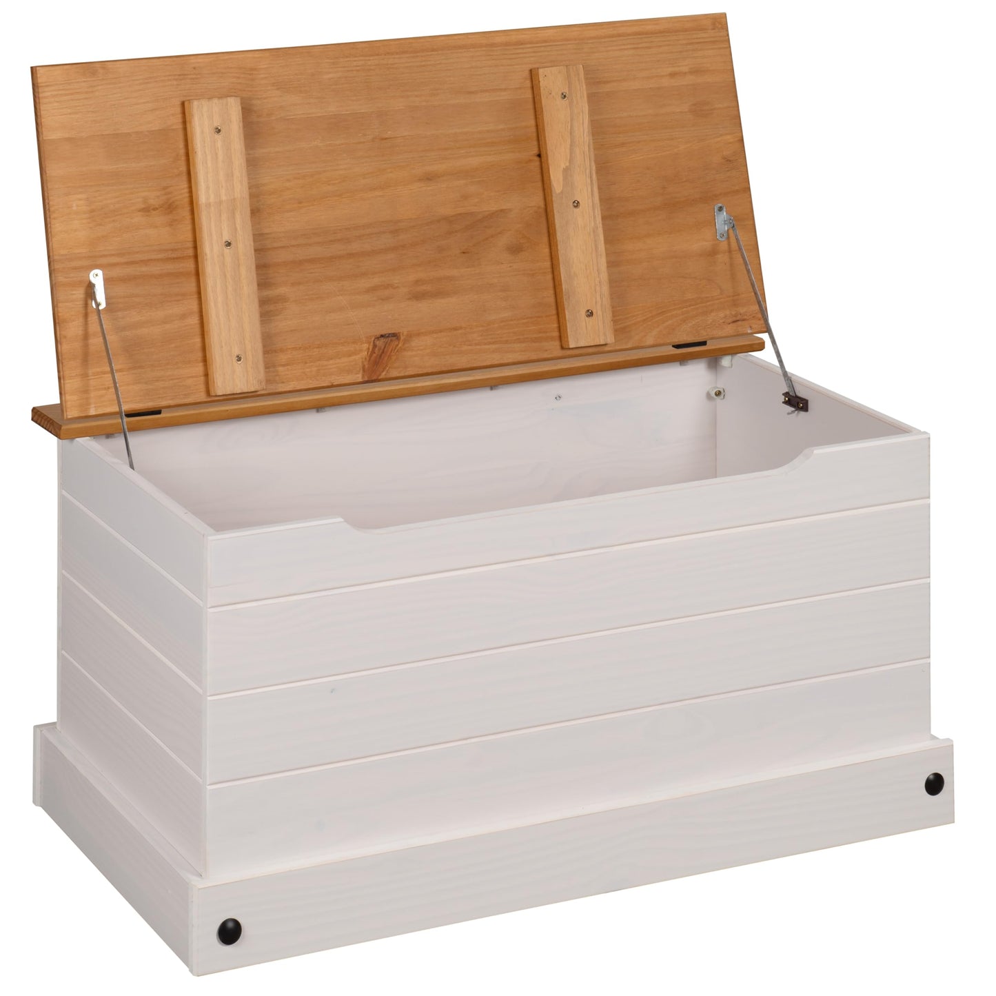 Mews Corona Storage Chest White Bedding Box Storage Ottoman Toy Chest Hinged Lid Mexican Pine Solid Wood