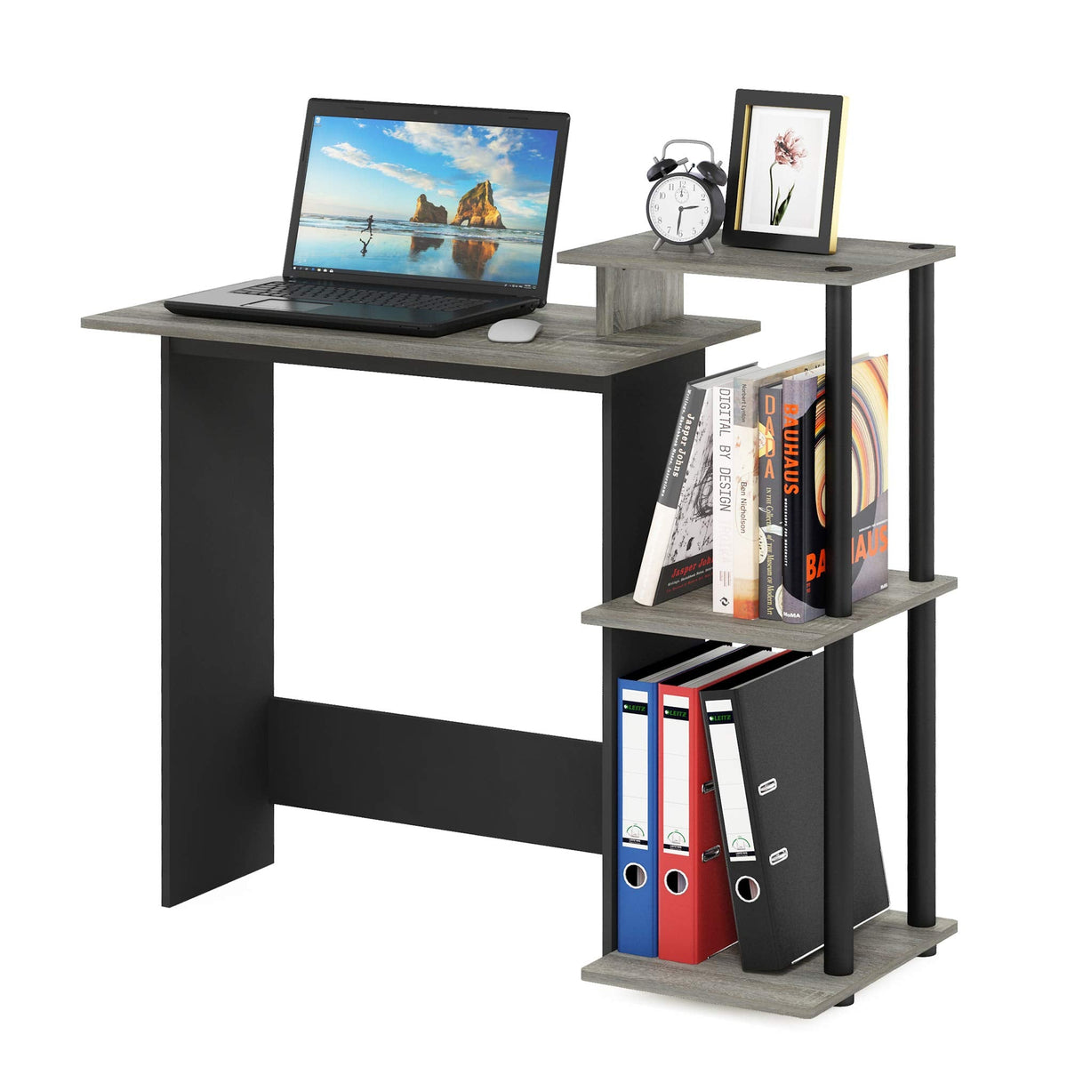 Furinno Efficient Home Laptop Notebook Computer Desk, Study Desk, Writing Desk, French Oak/Black