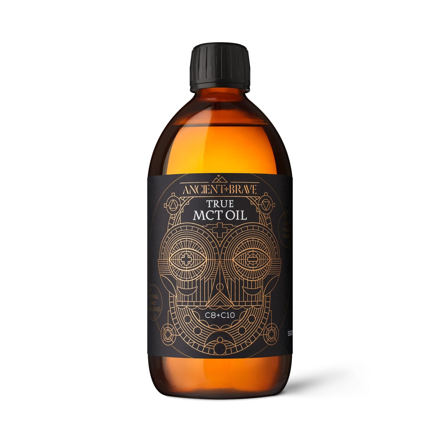 Ancient + Brave True MCT Oil 500ml - High C8 & C10 Blend, 100% Pure Coconut Oil, Sustainably Sourced - Perfect for Keto, Fasting & Cognitive Support -