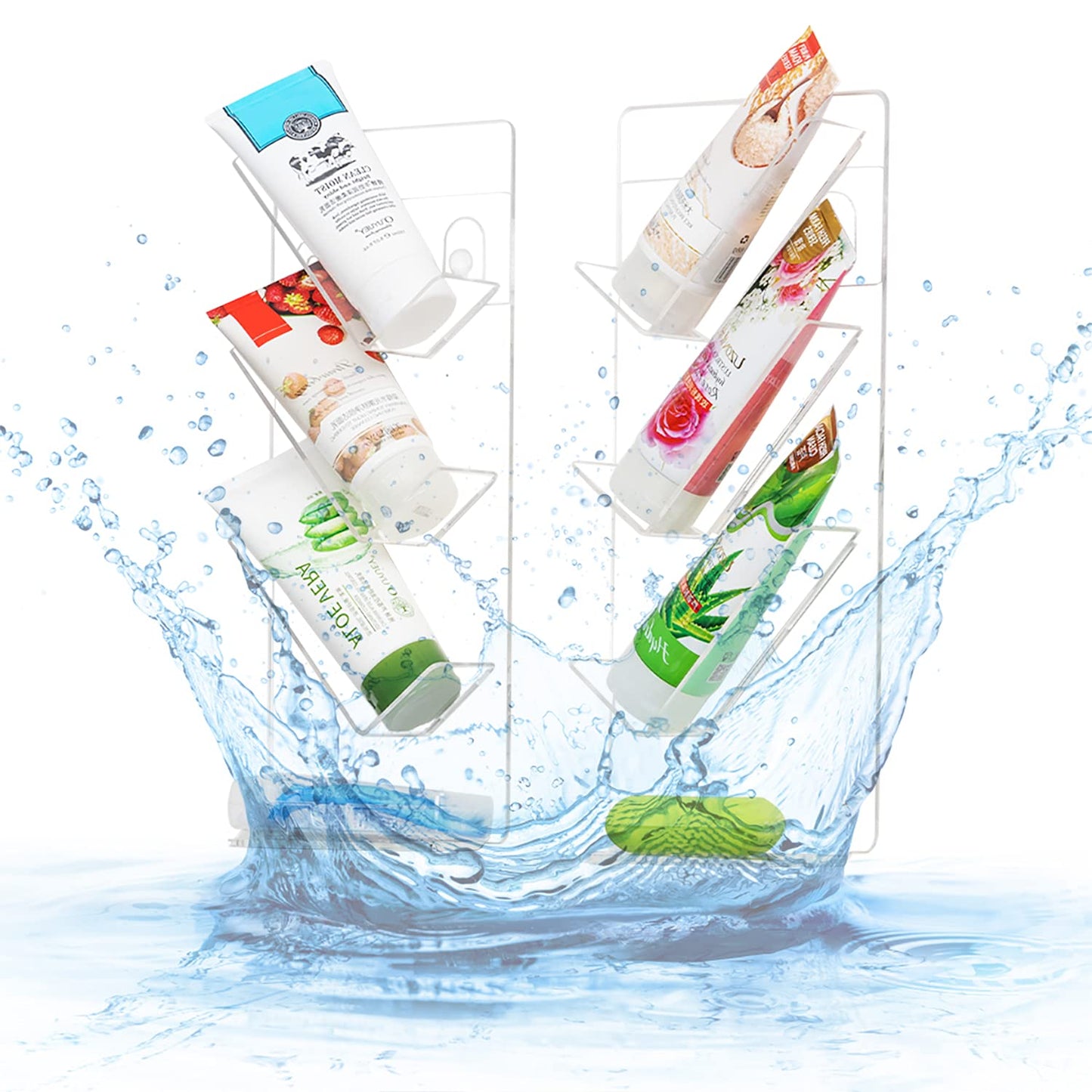 Lisol Rust Proof Shower Caddy 2 Pack, Bathroom Storage Organiser Adhesive, Shower Caddy Organizer, No Drilling