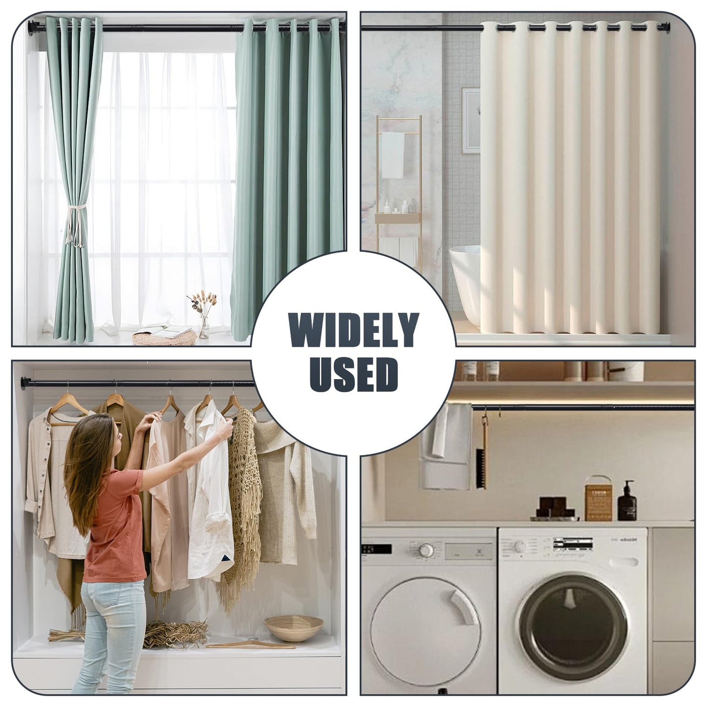 FASTDEPLE Extendable Wardrobe Rail 40 to 212 CM - Heavy Duty Hanging Pole for Cabinet, Cupboard and Clothes