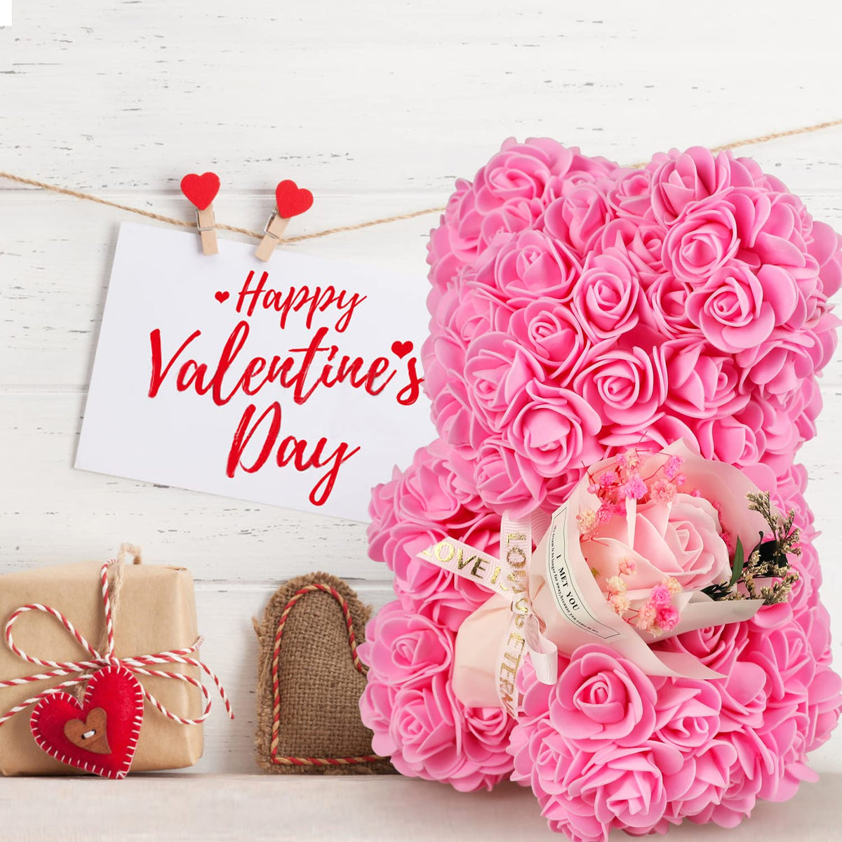 POHOMEGK Valentines Gifts for Her, rose bear Gifts for Women, Valentines Day Gifts Rose Bear, Rose Teddy Bear, Valentines Gifts for Kids, Birthday, I