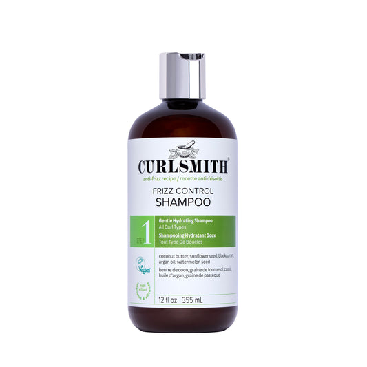 CURLSMITH - Frizz Control Cleanser, Gentle Hydrating Hair Shampoo, for All Curl Types, Long Lasting Frizz Control, Vegan (355ml/12 fl oz)