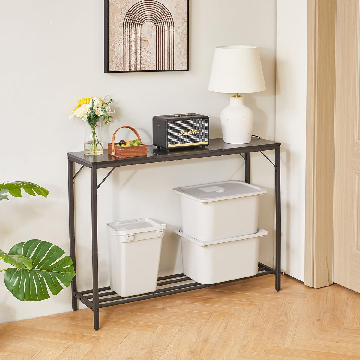 YMYNY Console Table, Slim Console Table for Hallway, Metal Frame, Compact Display Table, Sofa Table for Small Spaces, Entryway, Living Room, Sturdy,