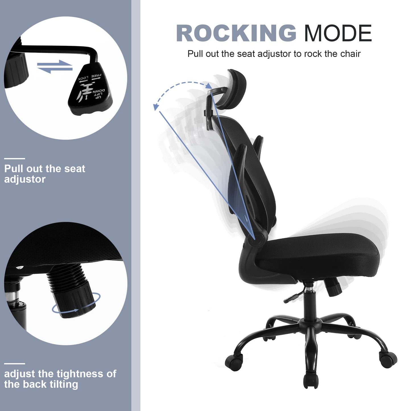 ralex-chair Office Chair, Ergonomic Mesh Adjustable Desk Chair, Black