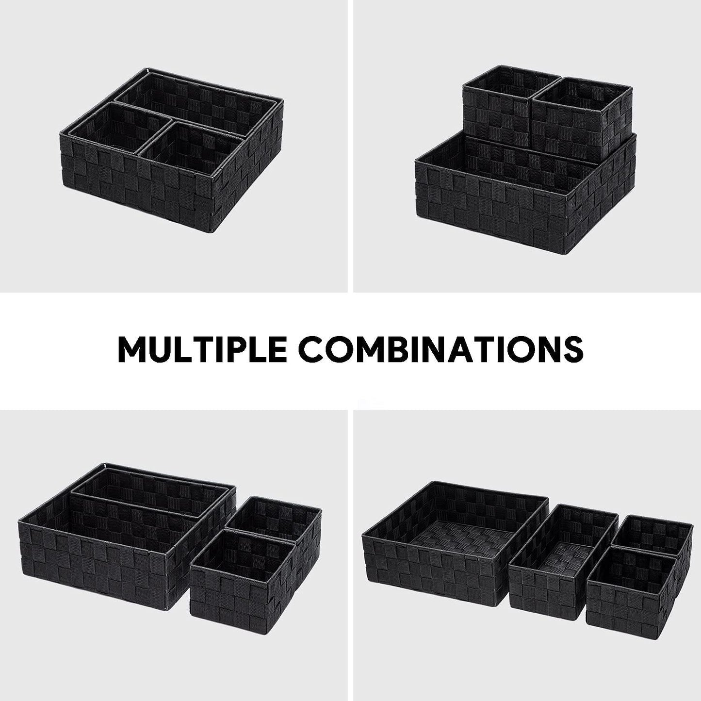 BSTMOME Woven Storage Box Drawer Organizer Divider Basket Box, Storage Tote Bins for Bathroom, Kitchen, Cabinet, Closet, Shelf, Dresser, Store Snacks