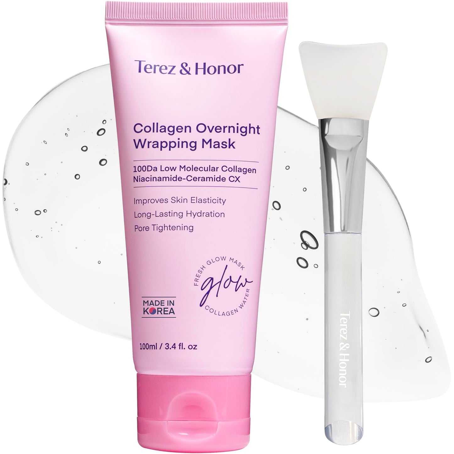 Terez & Honor Collagen Night Wrapping Mask 100 ml - Korean Overnight Peel-Off Sleeping Gel Mask for Hydration, Elasticity & Radiant Glass Skin with