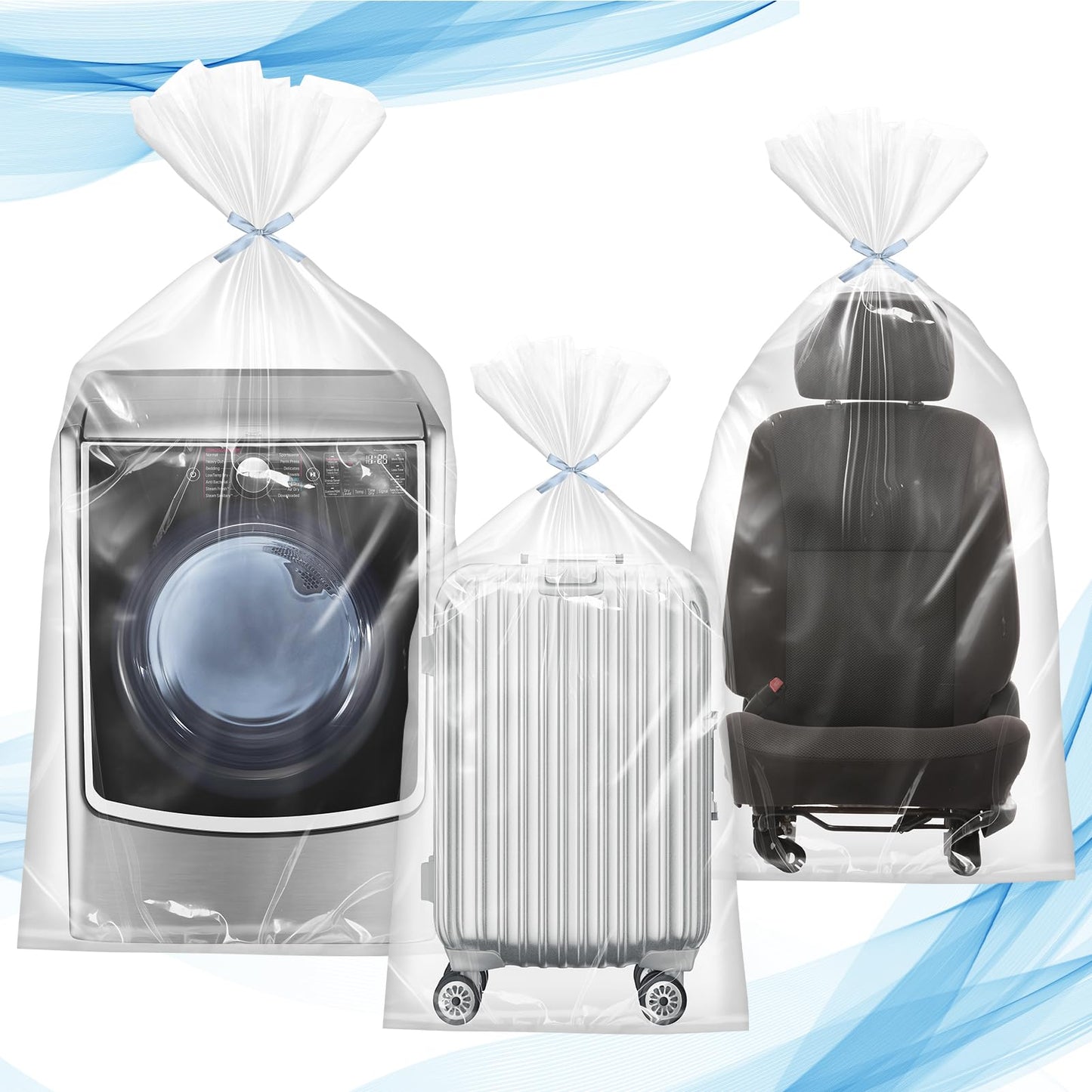 Extra Large Clear Plastic Storage Bags, 6 pcs Flat Large Plastic Bags