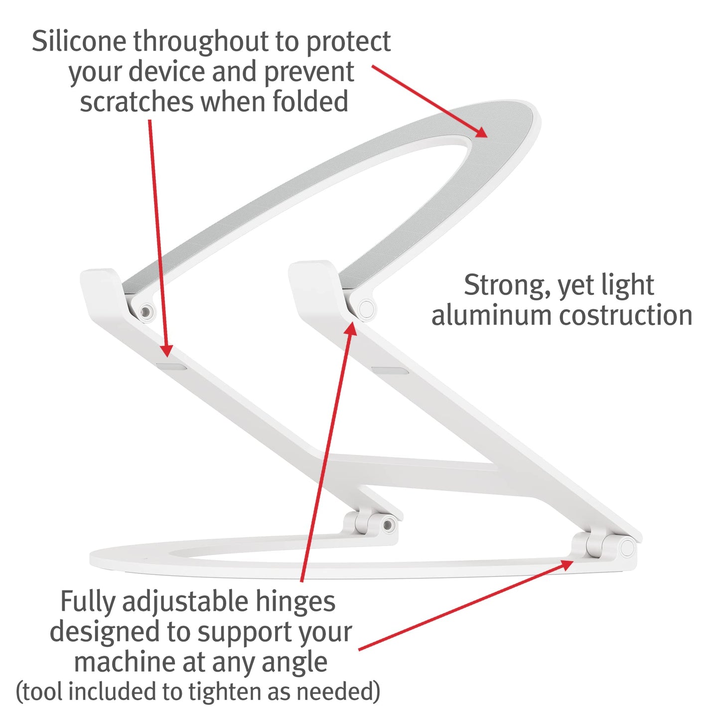 Twelve South Curve Flex | Ergonomic Height & Angle Adjustable Aluminum Laptop/MacBook Stand/Riser, fits 10"-17", folds flat for portability -travel