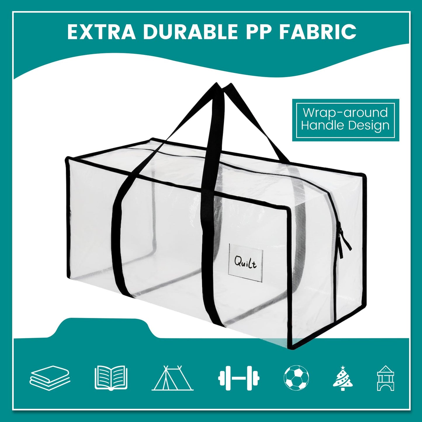 Dntorx 4 Pack 90L Moving Bags, Clear Waterproof Storage Totes