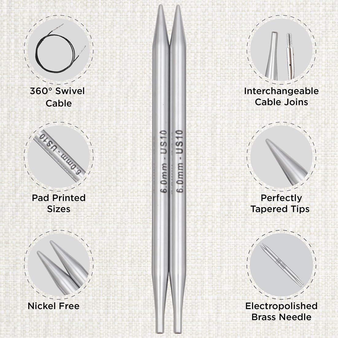 KnitPro Interchangeable Circular Knitting Needle Tips Deluxe Set - Nova Metal (3.50-8.00mm)