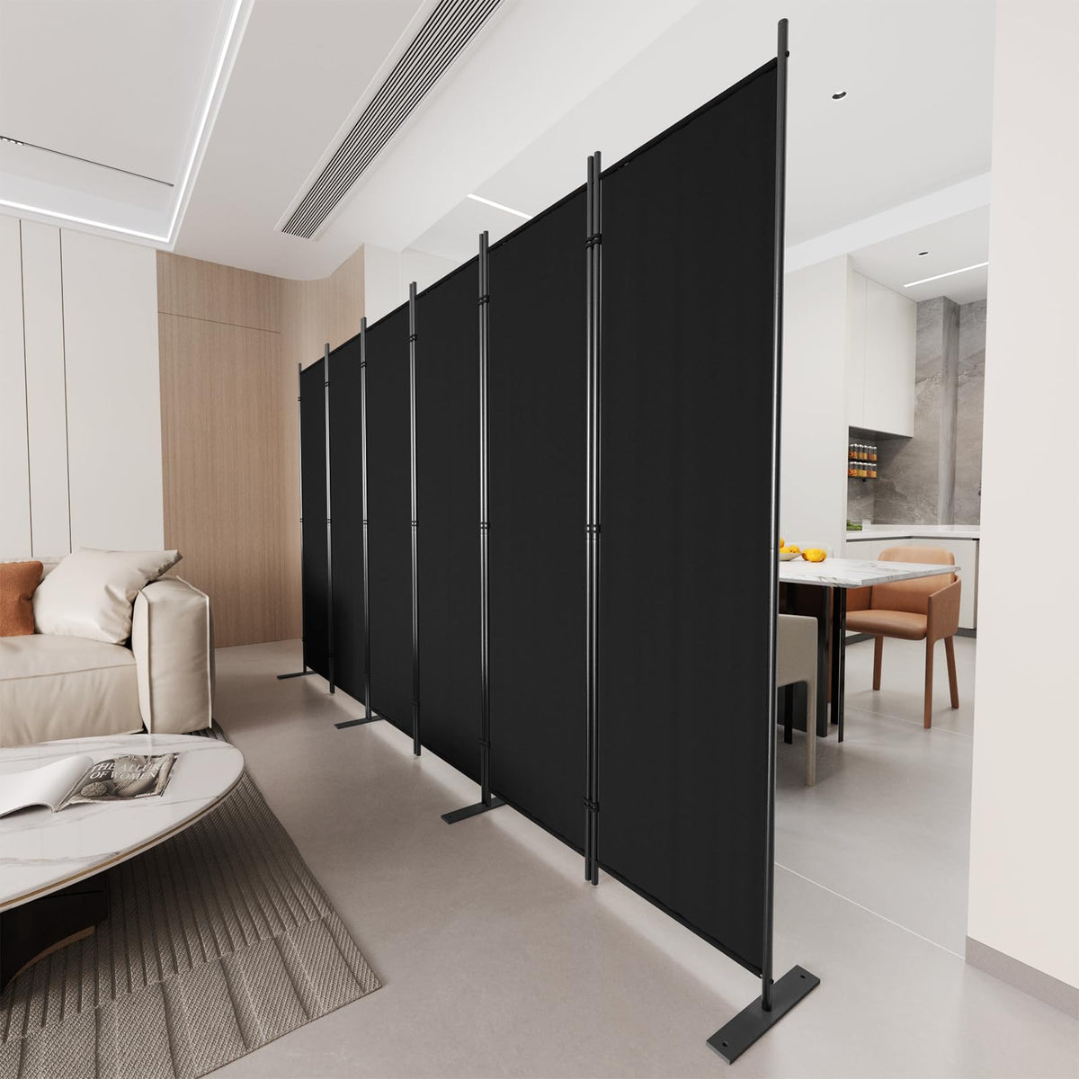C-Hopetree 6 Panels Room Divider, 180cm Tall Indoor Folding Privacy Screen, Portable Partition Separator, Freestanding Separation Temporary Wall for