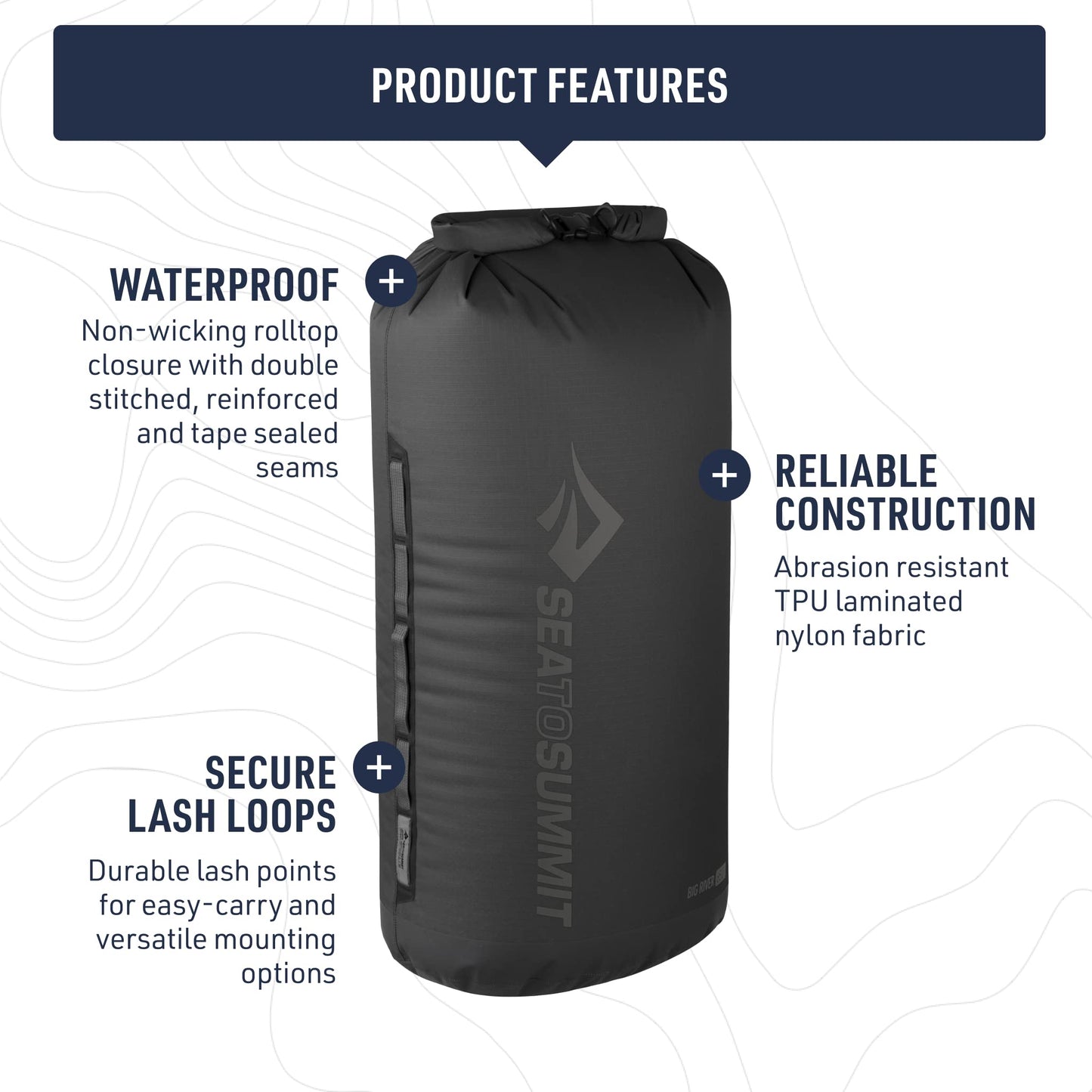Sea to Summit - Big River Dry Bag XS 5L - Waterproof - Roll-Top - Resistant Fabric - Grab Handles, Lash Point & D-Ring - For Kayaking & Motorcycle