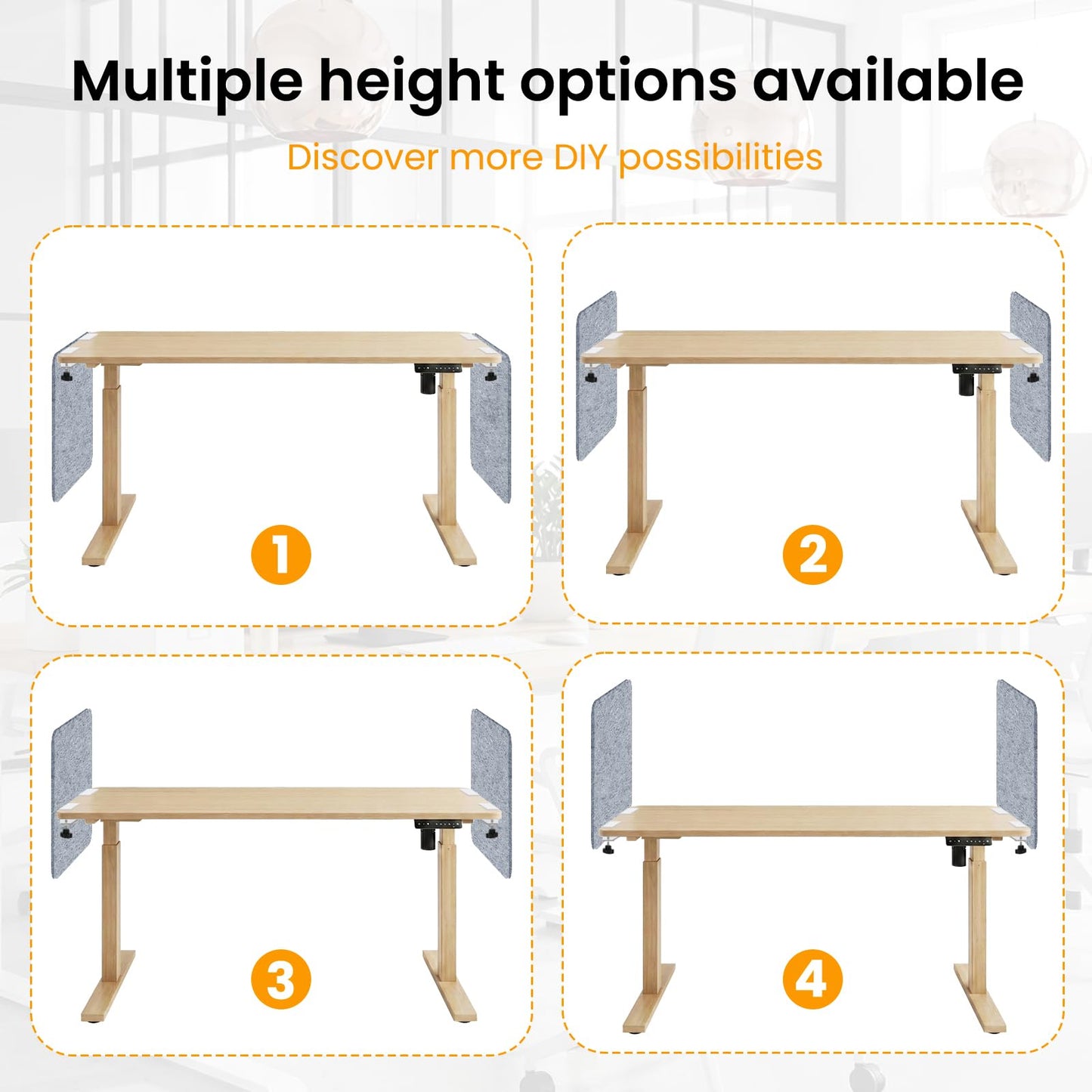 sturion 2-Pack Felt Desk Dividers, Clamp-On Panels, 60 x 60 cm, Light Grey