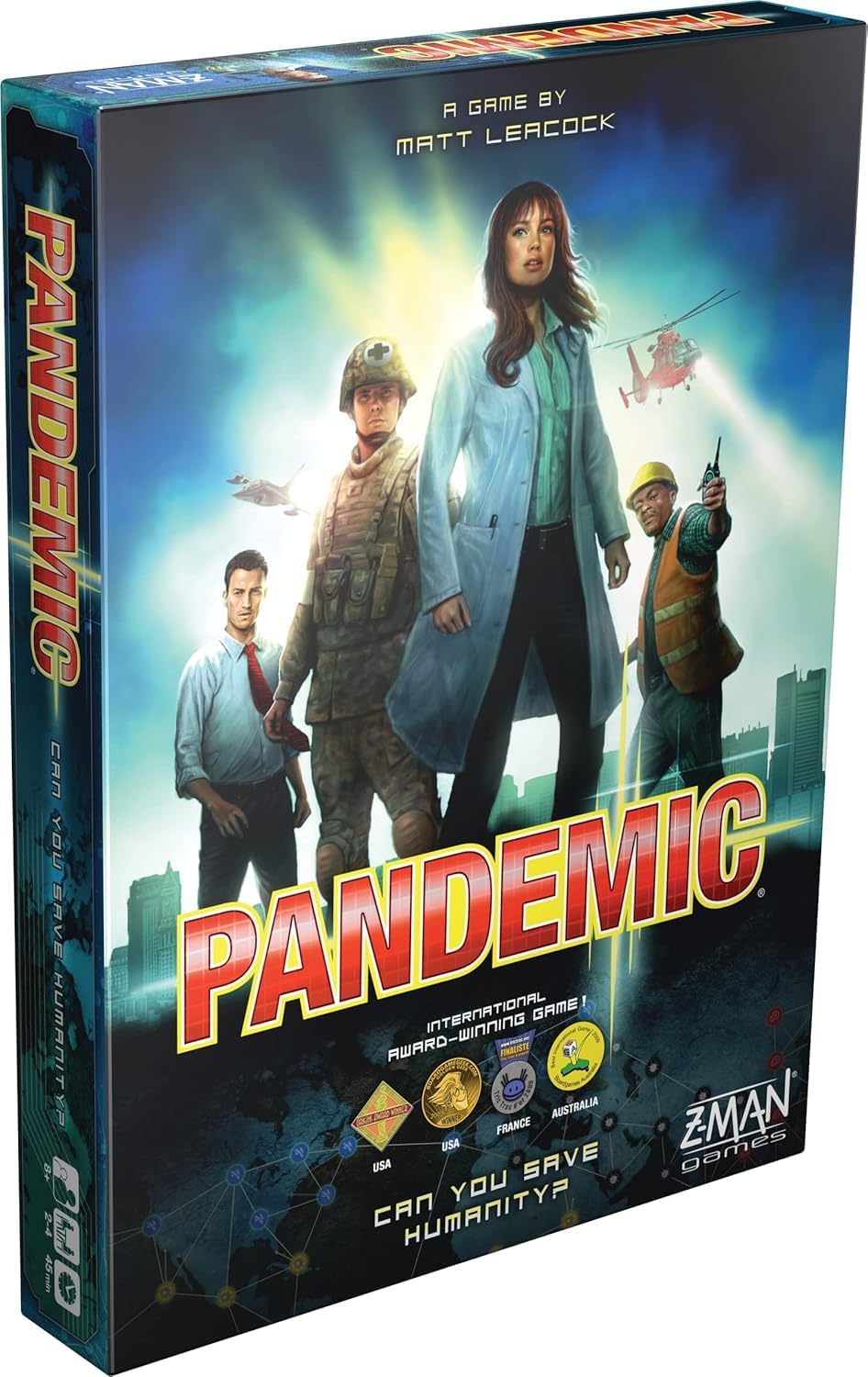 Z-Man Games, Pandemic Board Game, Used-very good, box & cards have been opened, scruffy box