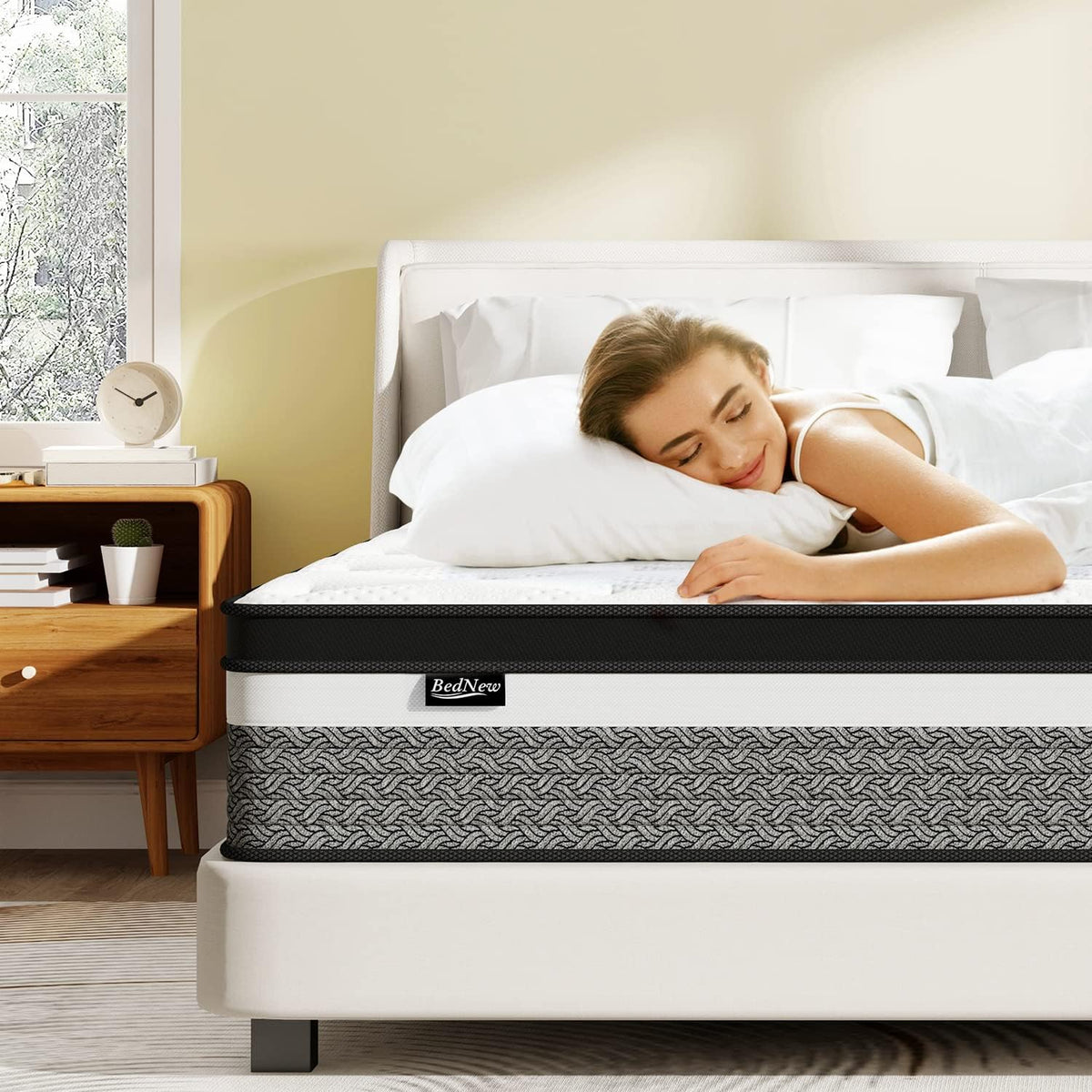 Bednew Small Single Mattress, 12.2 inch Hybrid Mattresses with Memory Foam & Individually Pocket Spring for Pain Relief, Medium Firm