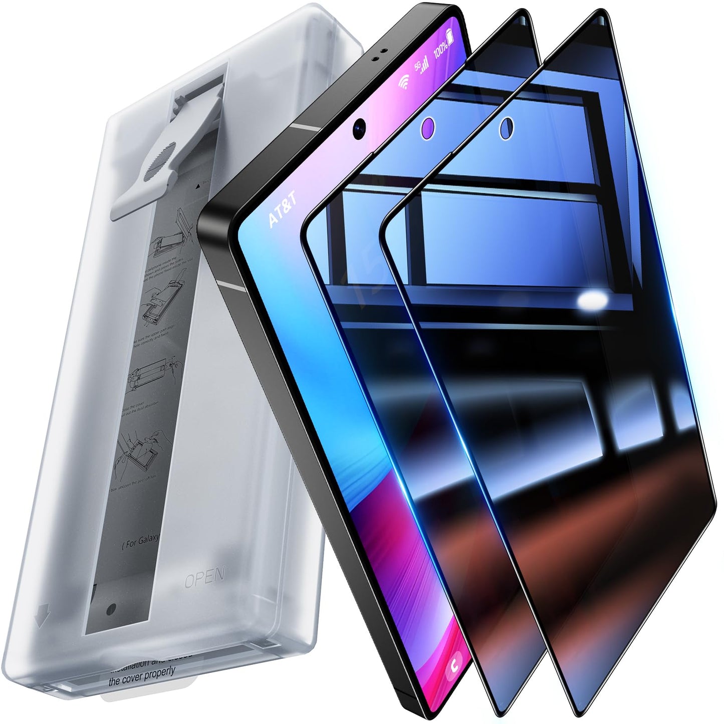 UniqueMe for Samsung Galaxy S25 Ultra Privacy Screen Protector - 2 Pack Anti Spy PET Film 3D Curved Full Coverage [3-Second Installation] [Dust-Free