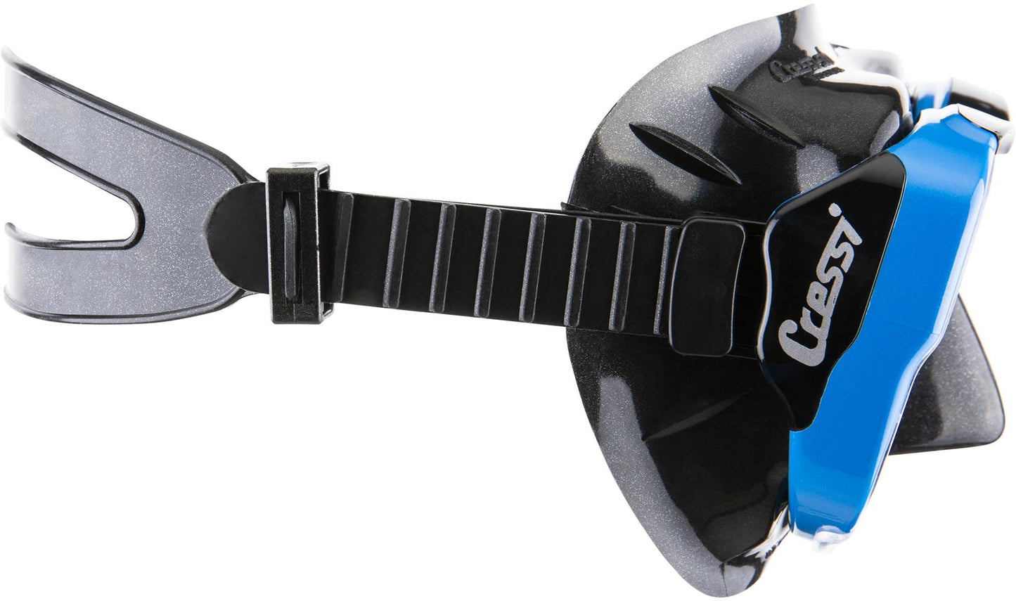 CRESSI Big Eyes Mask Black/Bluee - Single Big Eyes Mask for Diving and Snorkelling, Black/Blue, One Size, Adults