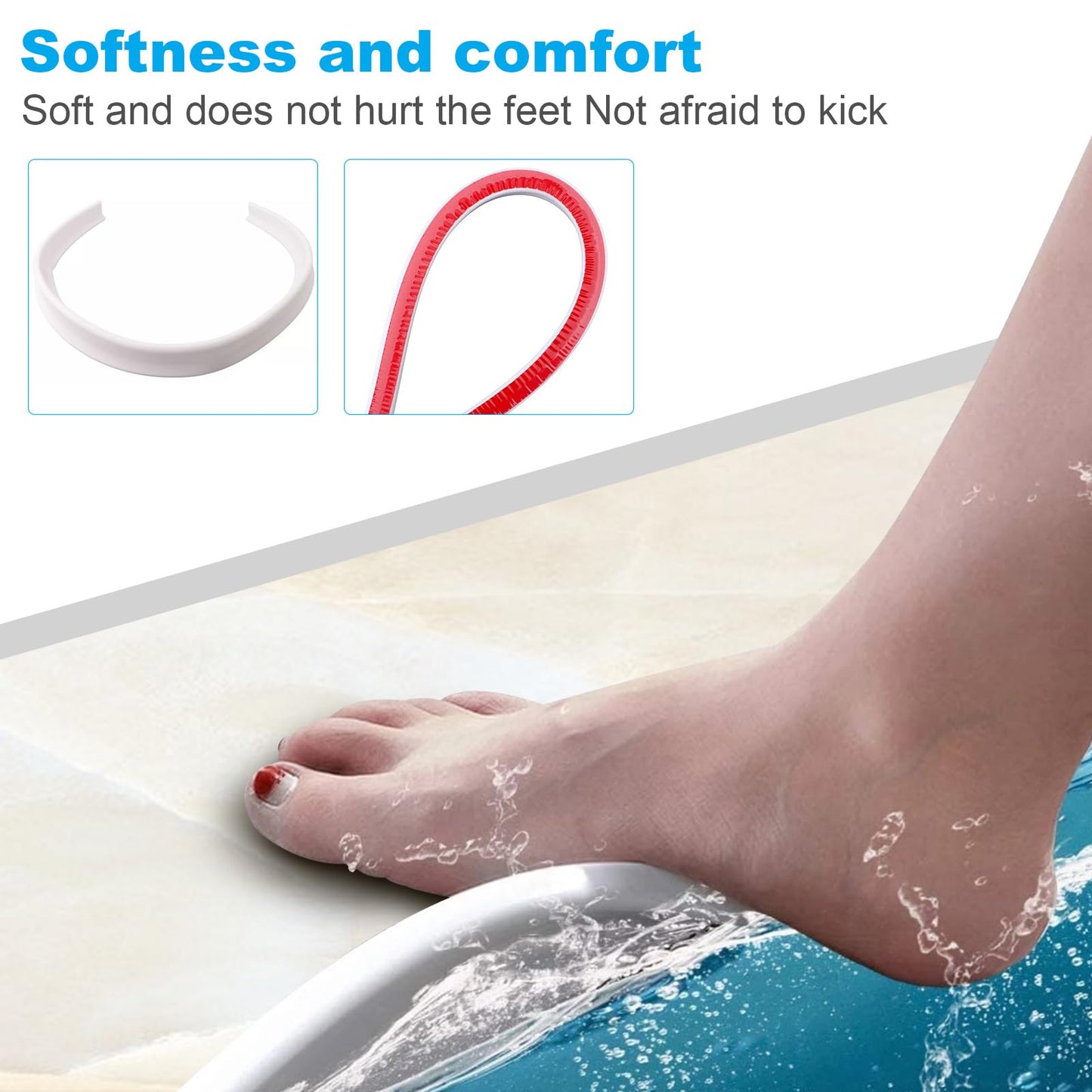 1.5M Wet Room Floor Barrier, 8.9cm Height TPE Curved Shower Threshold Water Barrier, Wet Room Shower Seal Strip