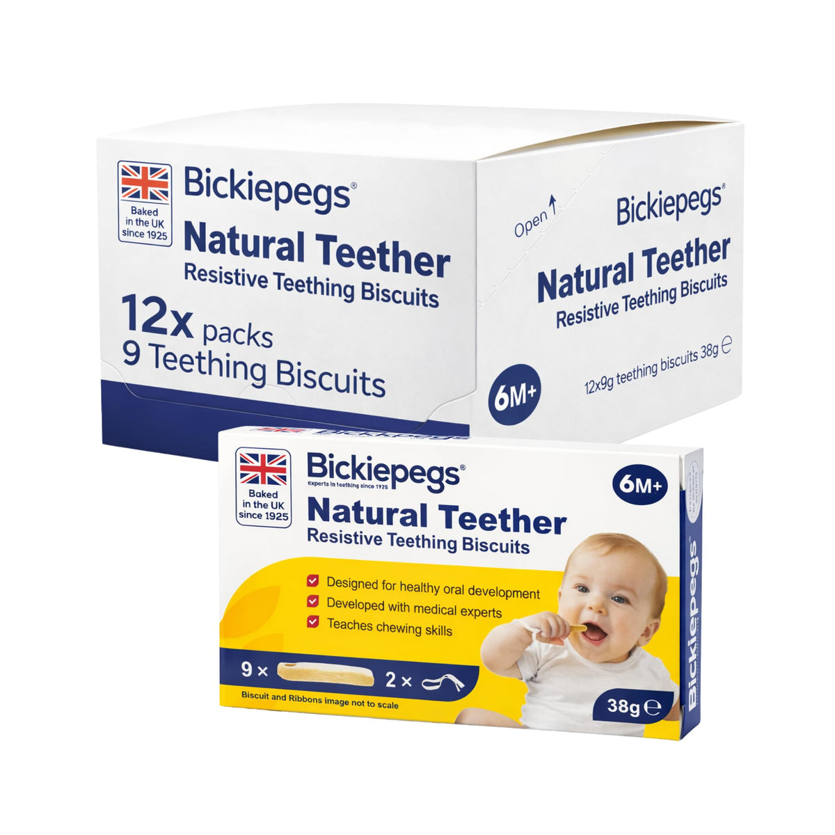 Bickiepegs Teething Biscuits 6-36 Months, 9 Biscuits, Natural Teething Remedies for Teething Relief, Dairy-Free Teething Rusks for Babies and Toddlers